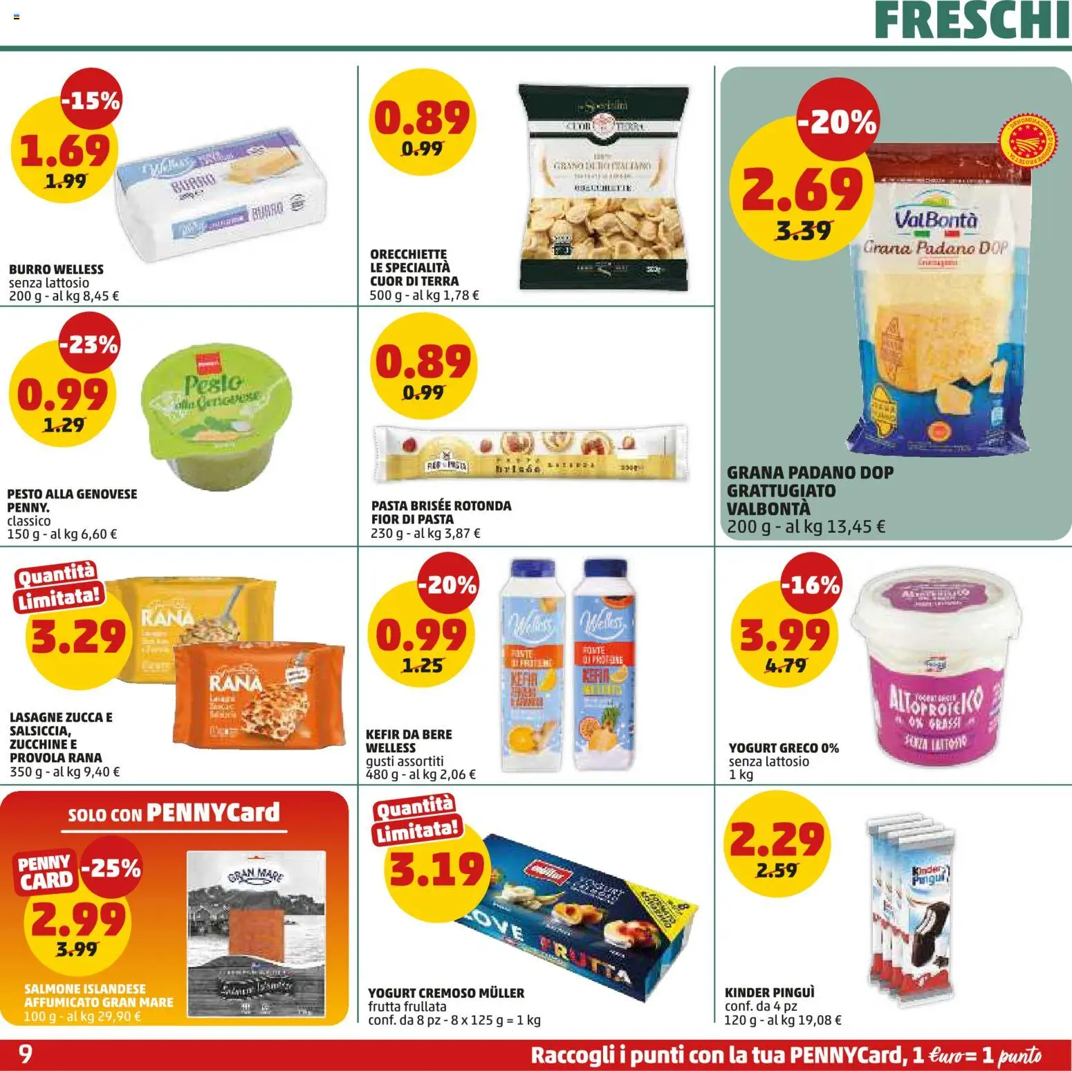 Volantino PENNY del 23.04.2026 | Pagina: 9 | Prodotti: Yogurt greco, Salmone, Frutta, Orecchiette