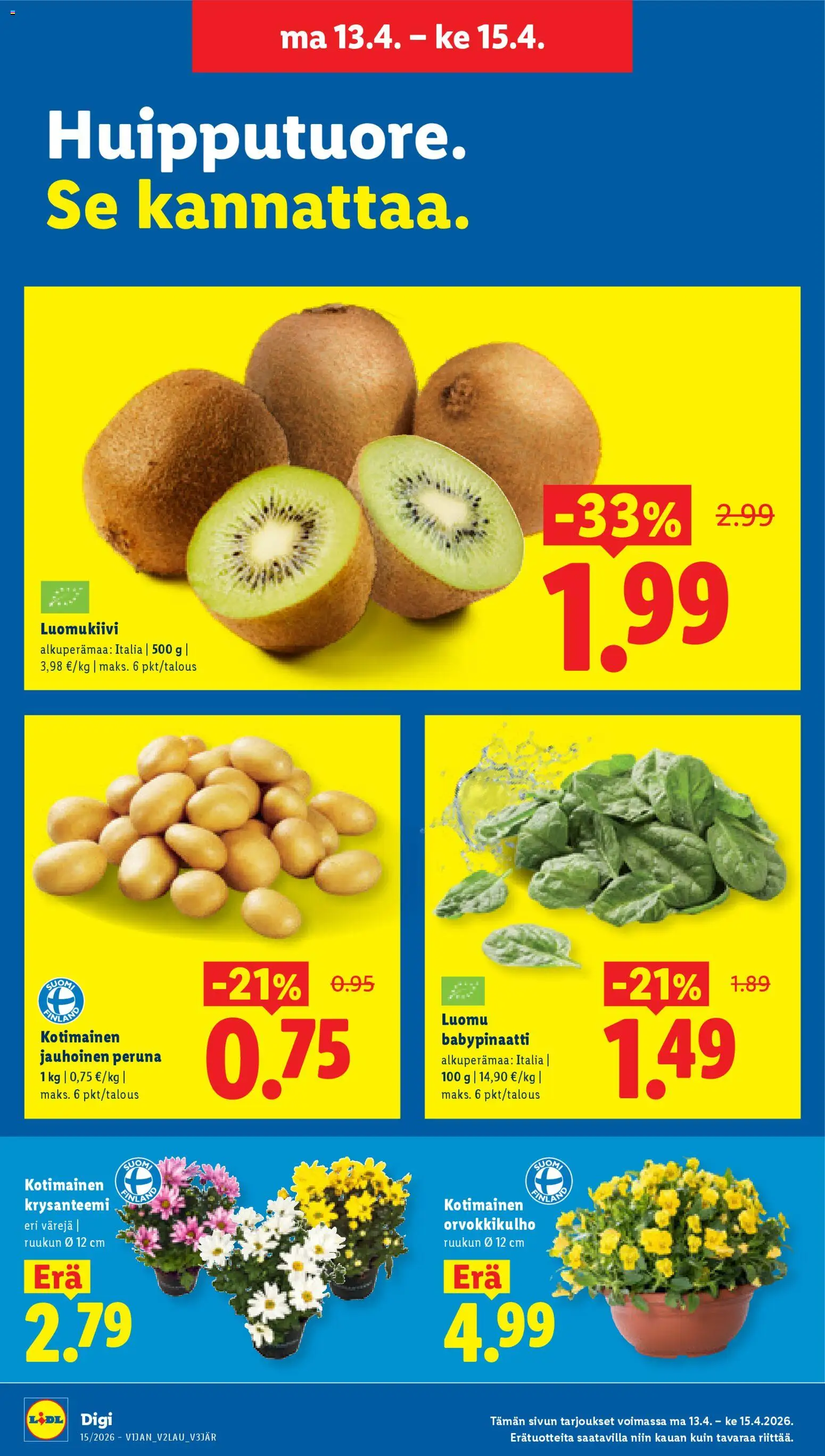 Lidl tarjoukset - Tampere – voimassa 09.04.2026 alkaen | Sivu: 23 | Tuotteet: Peruna