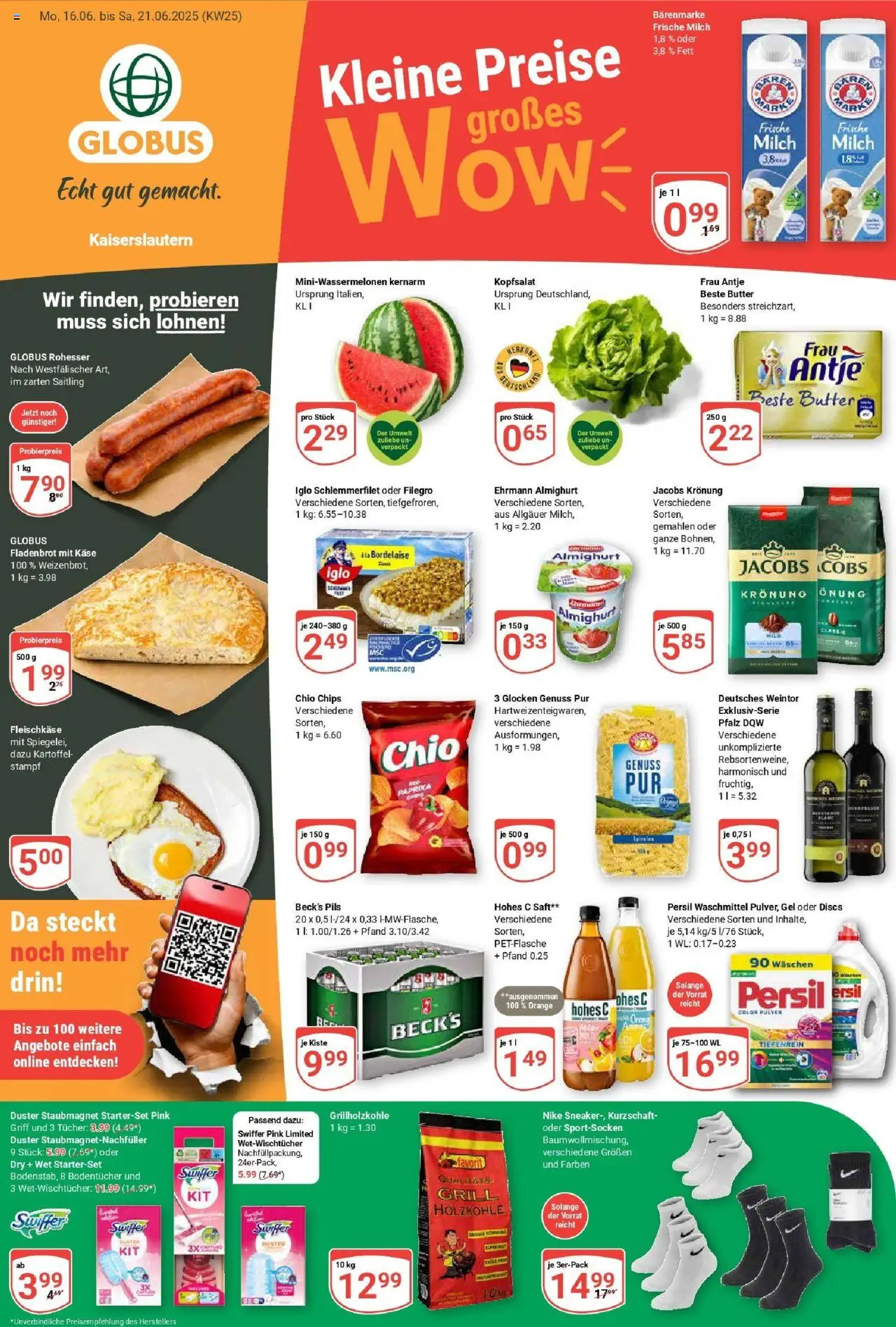 Globus prospekt Kaiserslautern	 - gültig ab dem 15.06.2025 | Seite: 1 | Produkte: Grill, Ehrmann almighurt, Saft, Persil