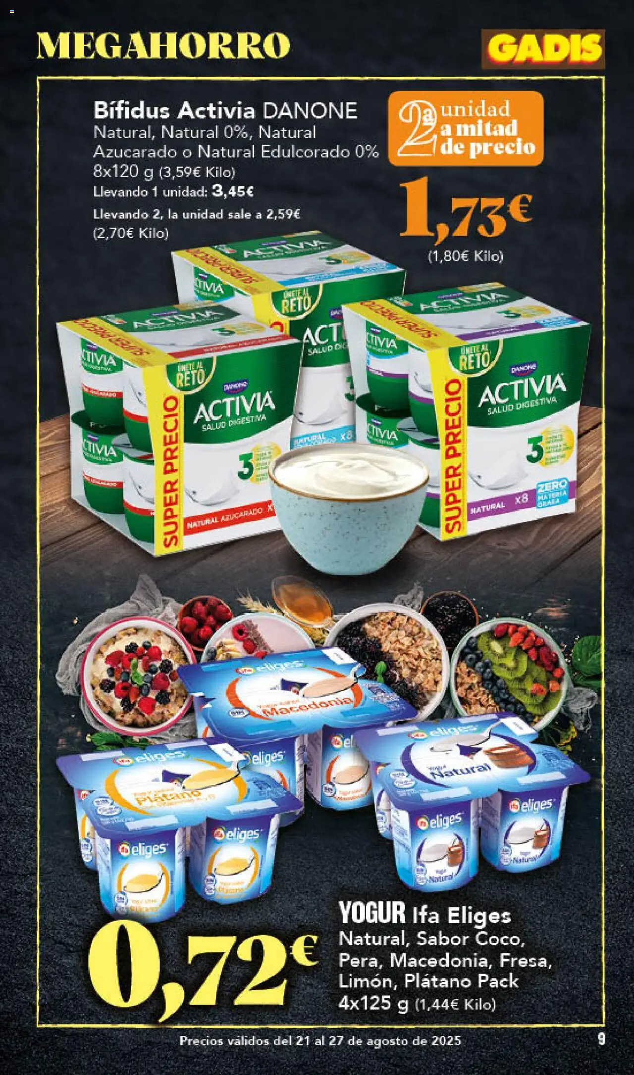Gadis folleto │ válido desde el 21.08.2025 | Página: 9 | Productos: Yogur