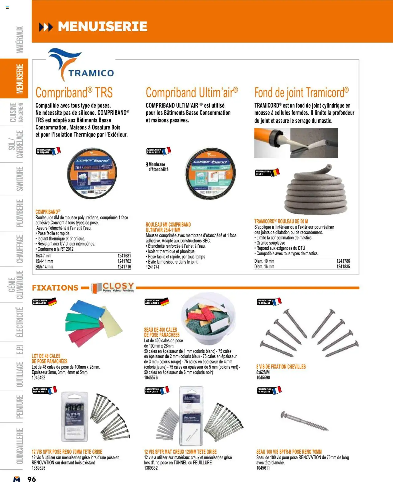  | Page: 96 | Produits: Isolant thermique, Mousse, Rouleau, Portes