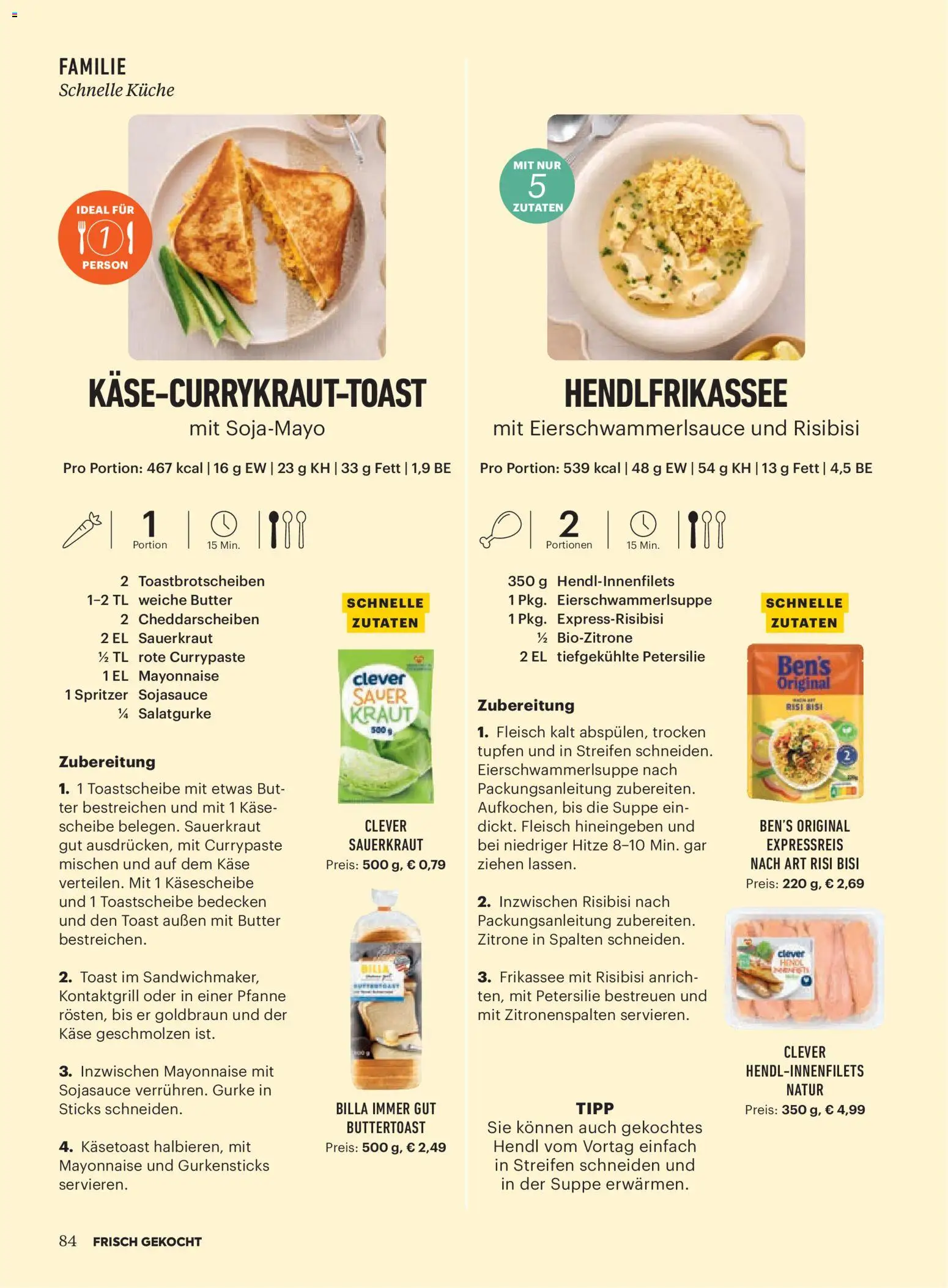 Billa  Frisch Gekocht gültig ab 01.12.2025 | Seite: 84 | Produkte: Zitrone, Petersilie, Butter, Käse