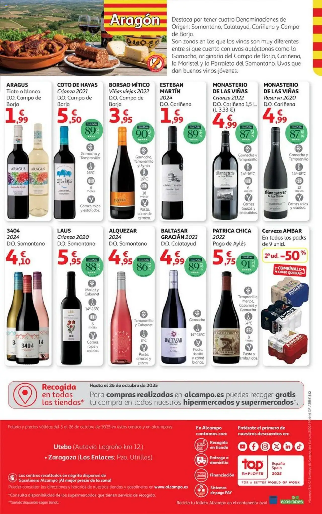 Alcampo - HG Aragón │ válido desde el 06.10.2025 | Página: 40 | Productos: Τζίντζερ, Cerveza, Pasta, Νυχτικό
