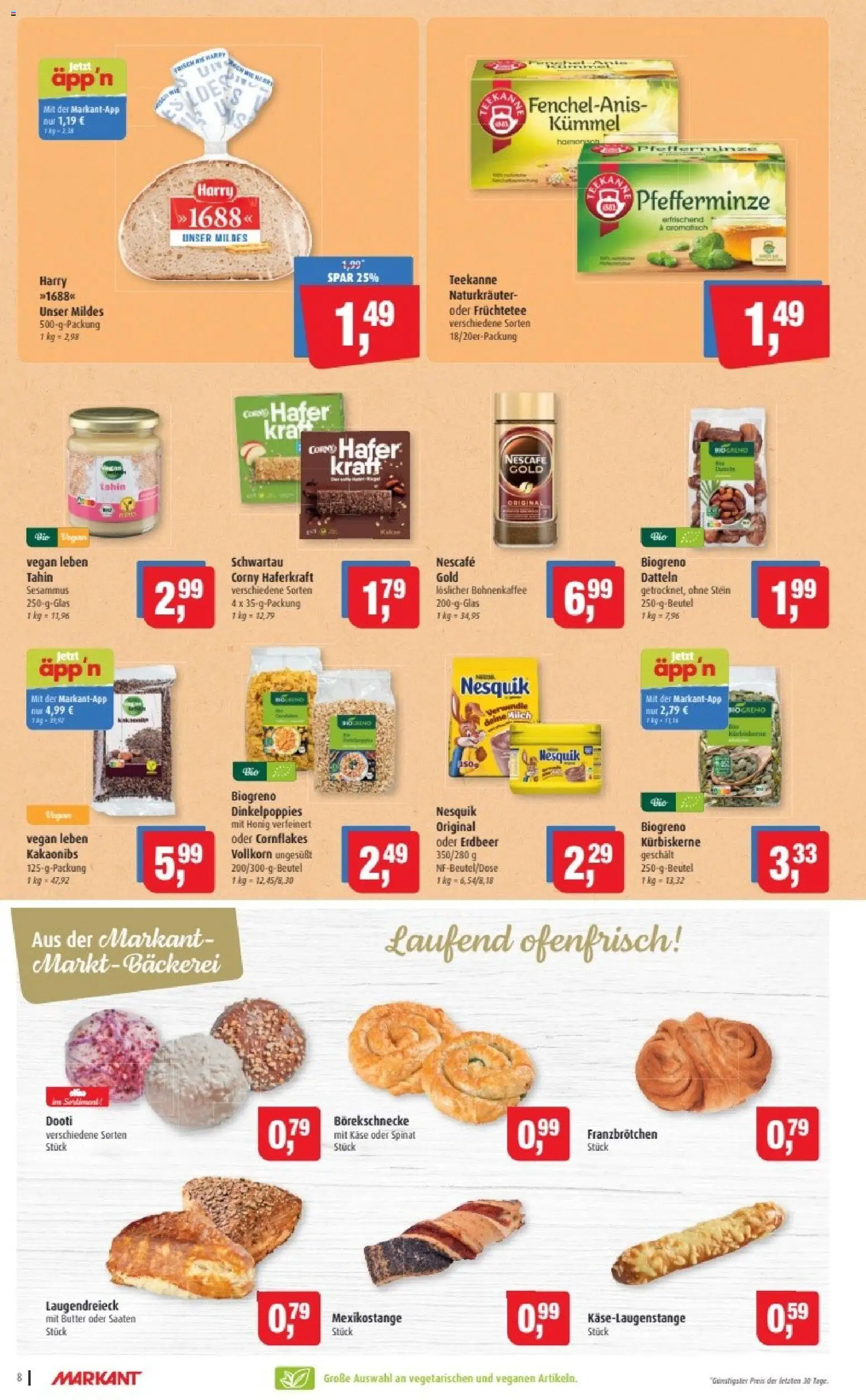 Markant Prospekt 	 – gültig ab 12.01.2026 | Seite: 8 | Produkte: Nesquik, Bäckerei, Milch, Käse