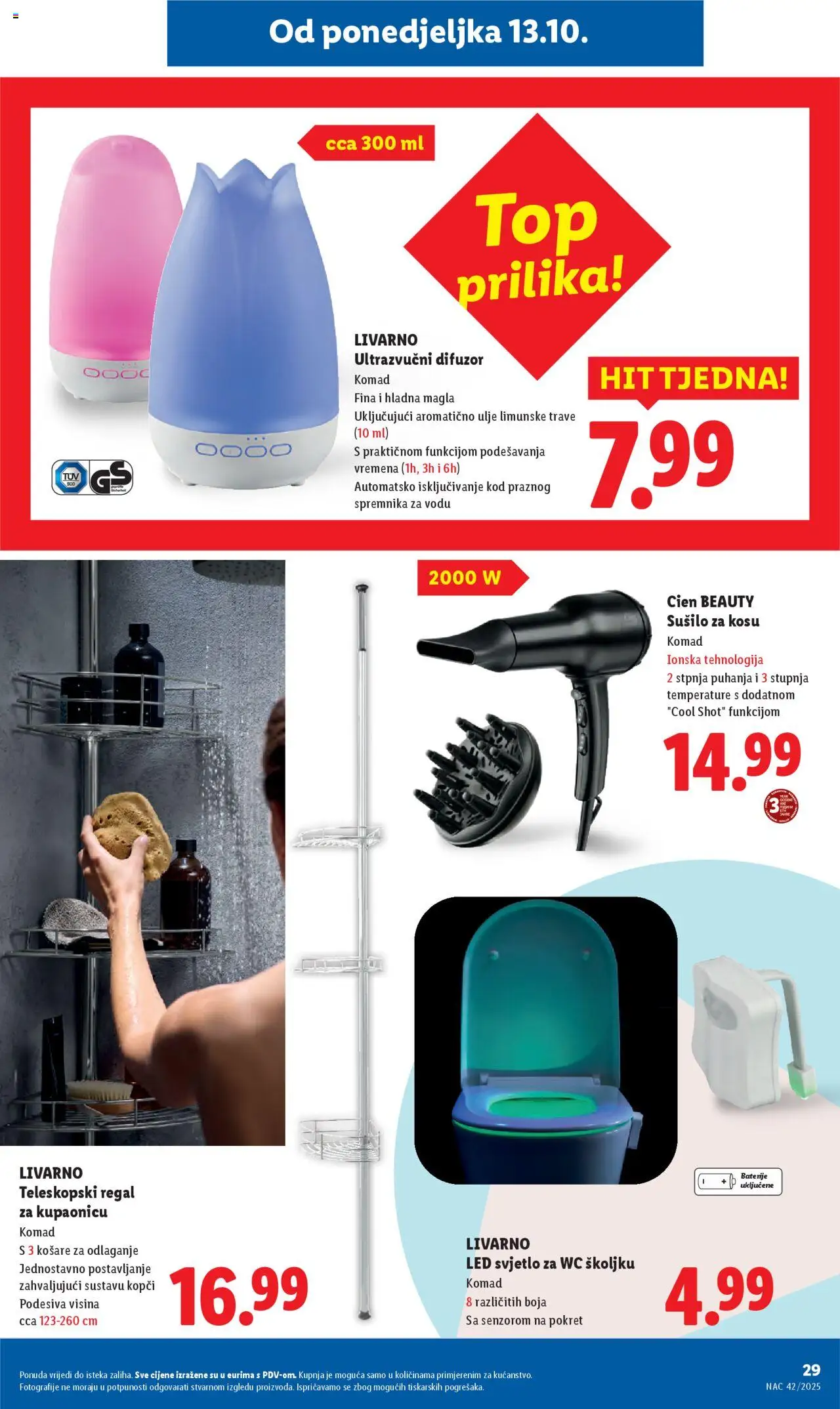 Lidl katalog | vrijedi od 13.10.2025 | Stranica: 29 | Proizvodi: Sušilo za kosu, Ulje, Baterije, Košare