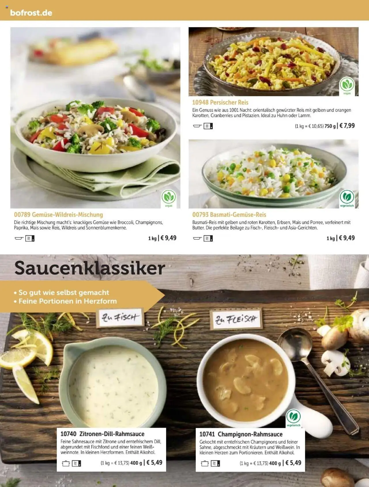 Bofrost Katalog – gültig ab 07.09.2025 | Seite: 52 | Produkte: Basmatireis, Champignons, Gemüse, Reis