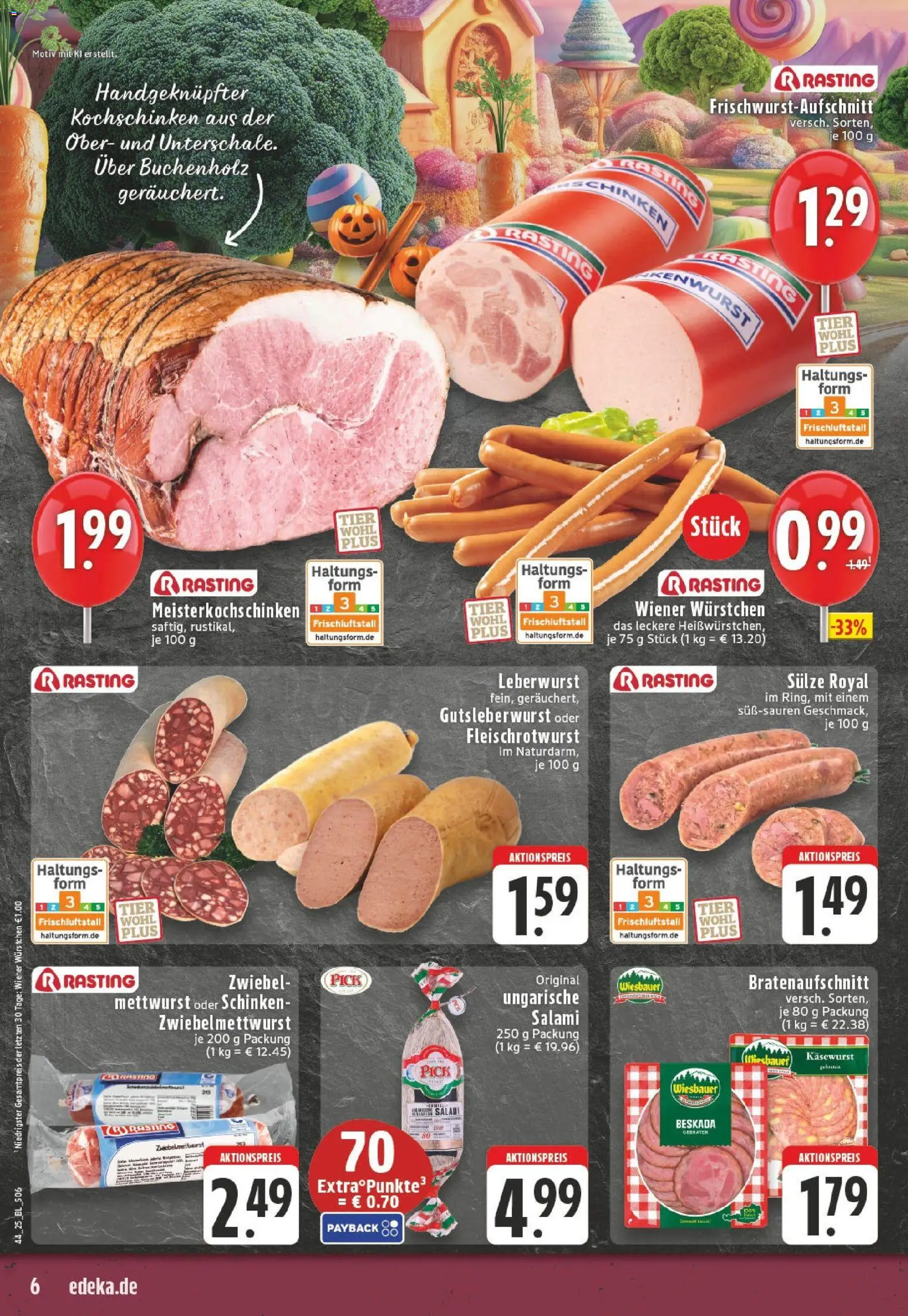 Edeka prospekt Königswinter-Stieldorf	 – gültig ab 26.10.2025 | Seite: 6 | Produkte: Wiener wurstchen, Salami, Schinken
