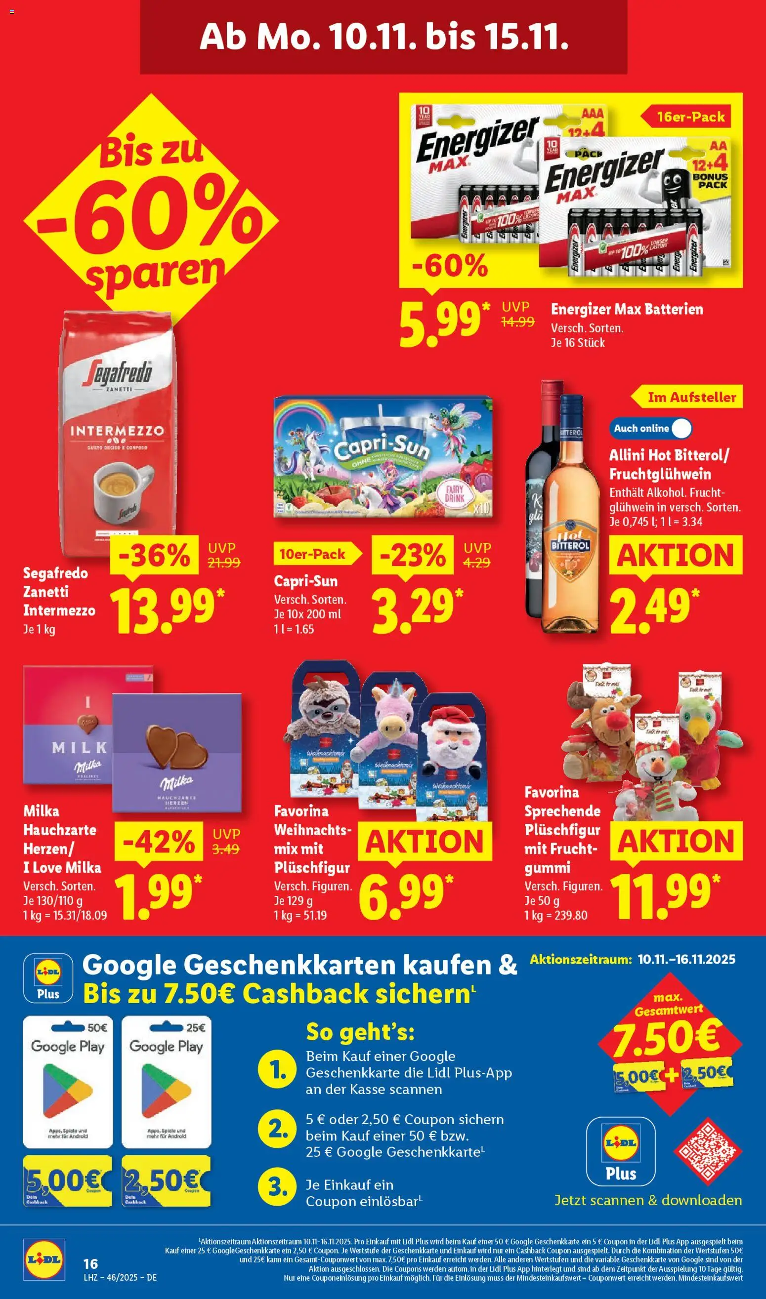 Lidl Prospekt Hilders – gültig ab 10.11.2025 | Seite: 22 | Produkte: Batterien, Milka, Segafredo