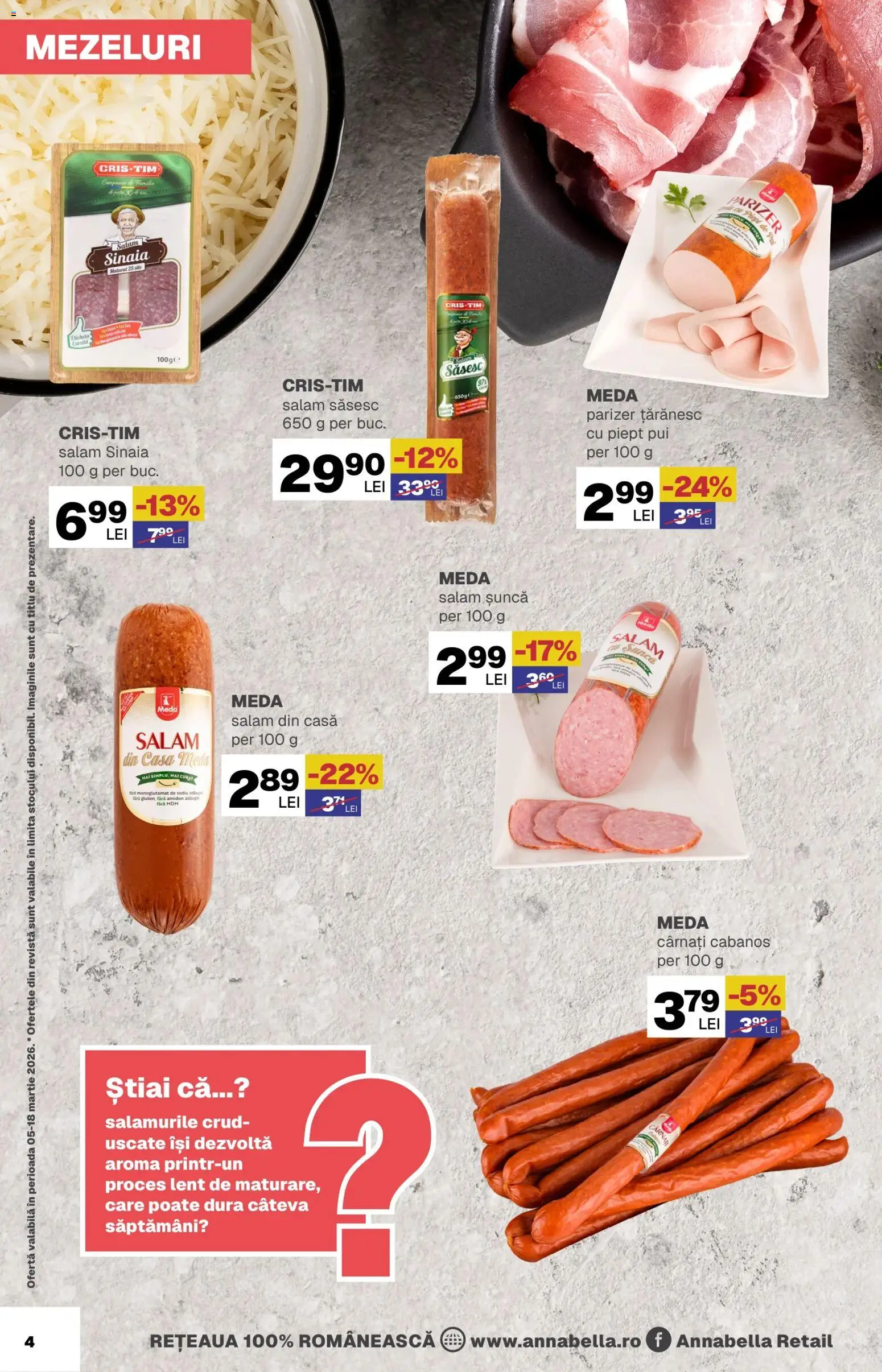 Noul catalog Annabella – valabil de la 05.03.2026 | Pagină: 4 | Produse: Hacıyatmaz Kedi Oyuncağı, Șuncă, Parizer, Cârnați