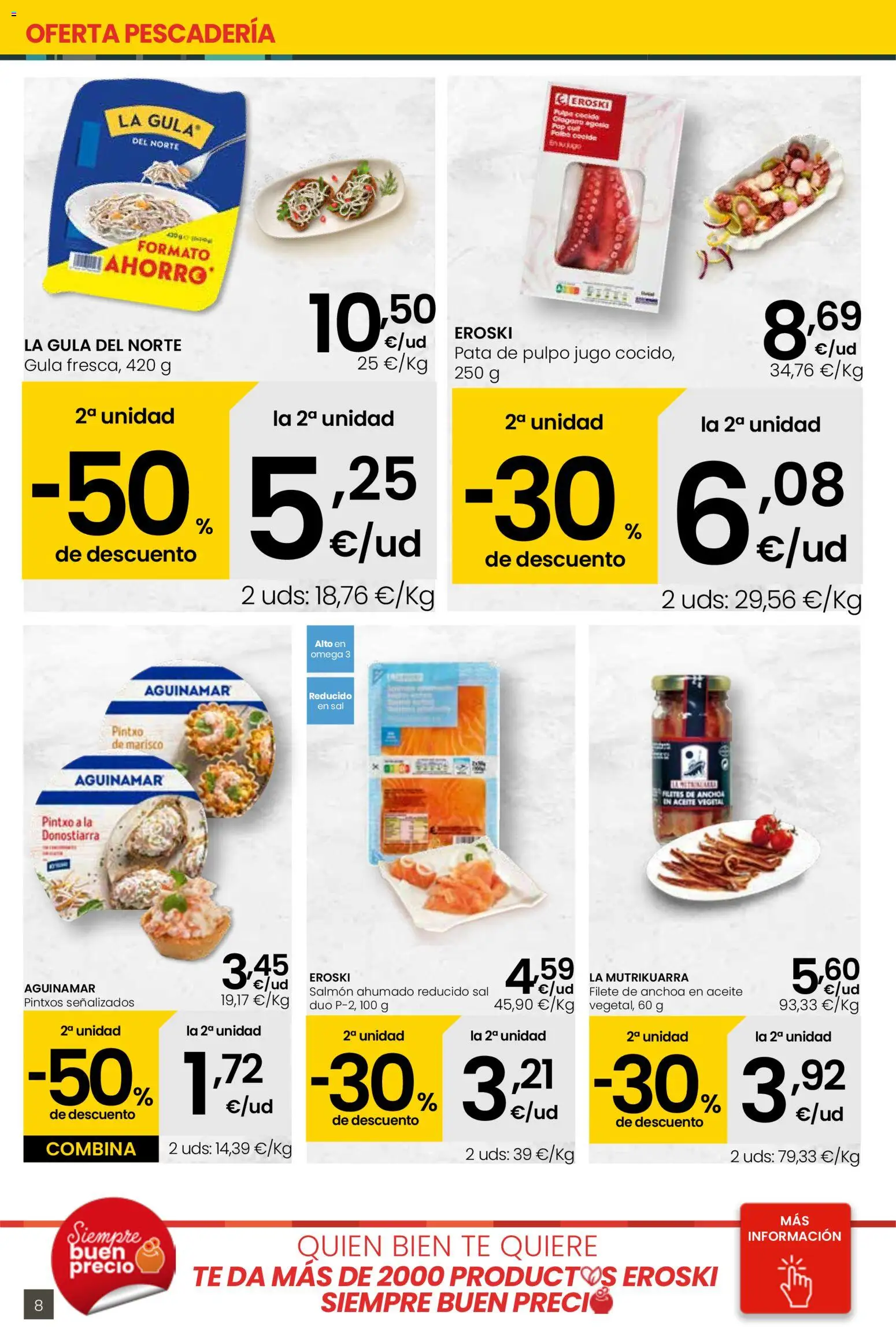 Eroski - Más de 2000 productos siempre a buen precio │ válido desde el 15.01.2026 | Página: 8 | Productos: Δοχείο φοντί, Aceite, Salmón ahumado, Filete