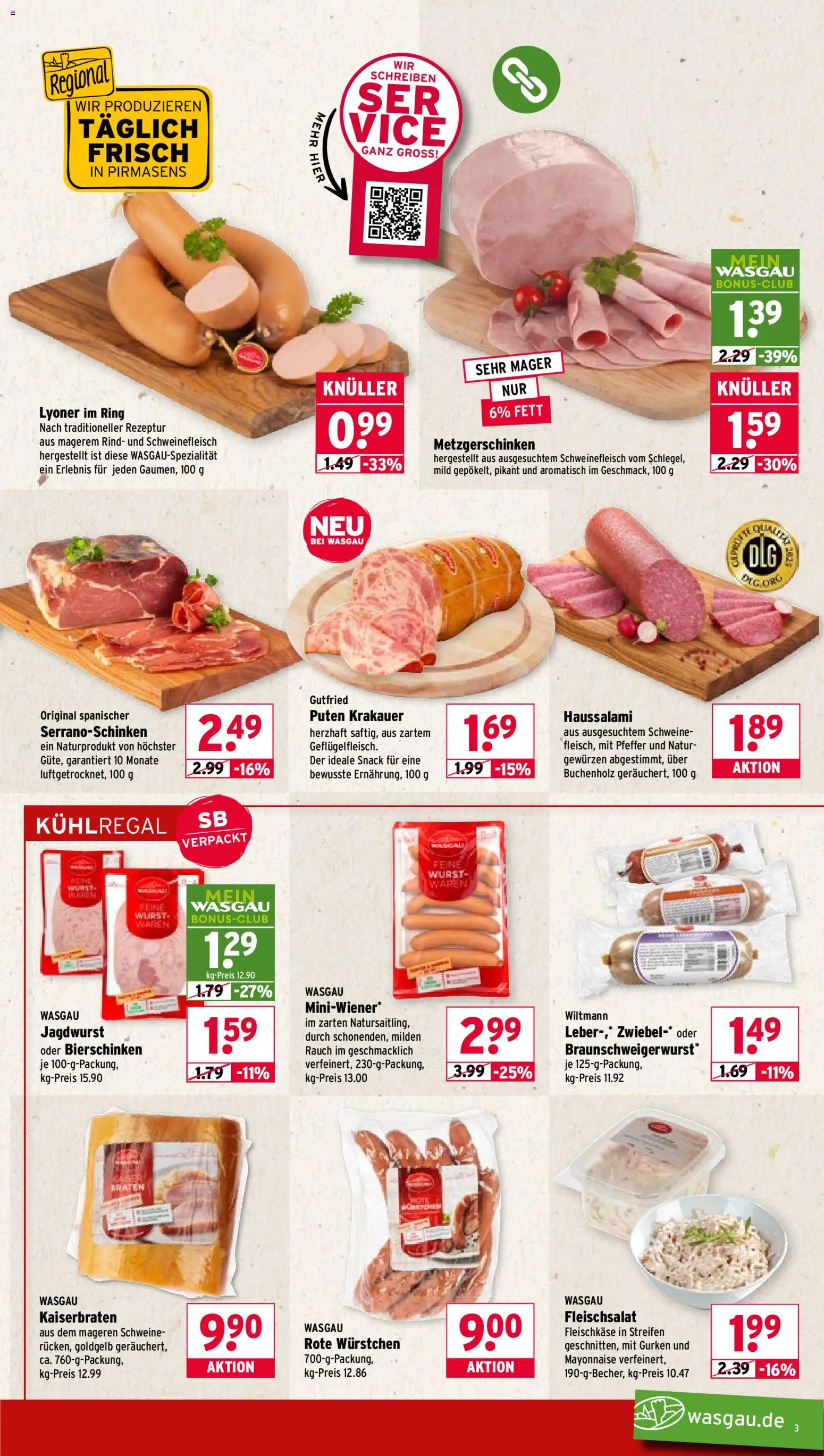Wasgau Prospekt 	 – gültig ab 02.03.2026 | Seite: 3 | Produkte: Mayonnaise, Pfeffer, Wurst, Schweinefleisch