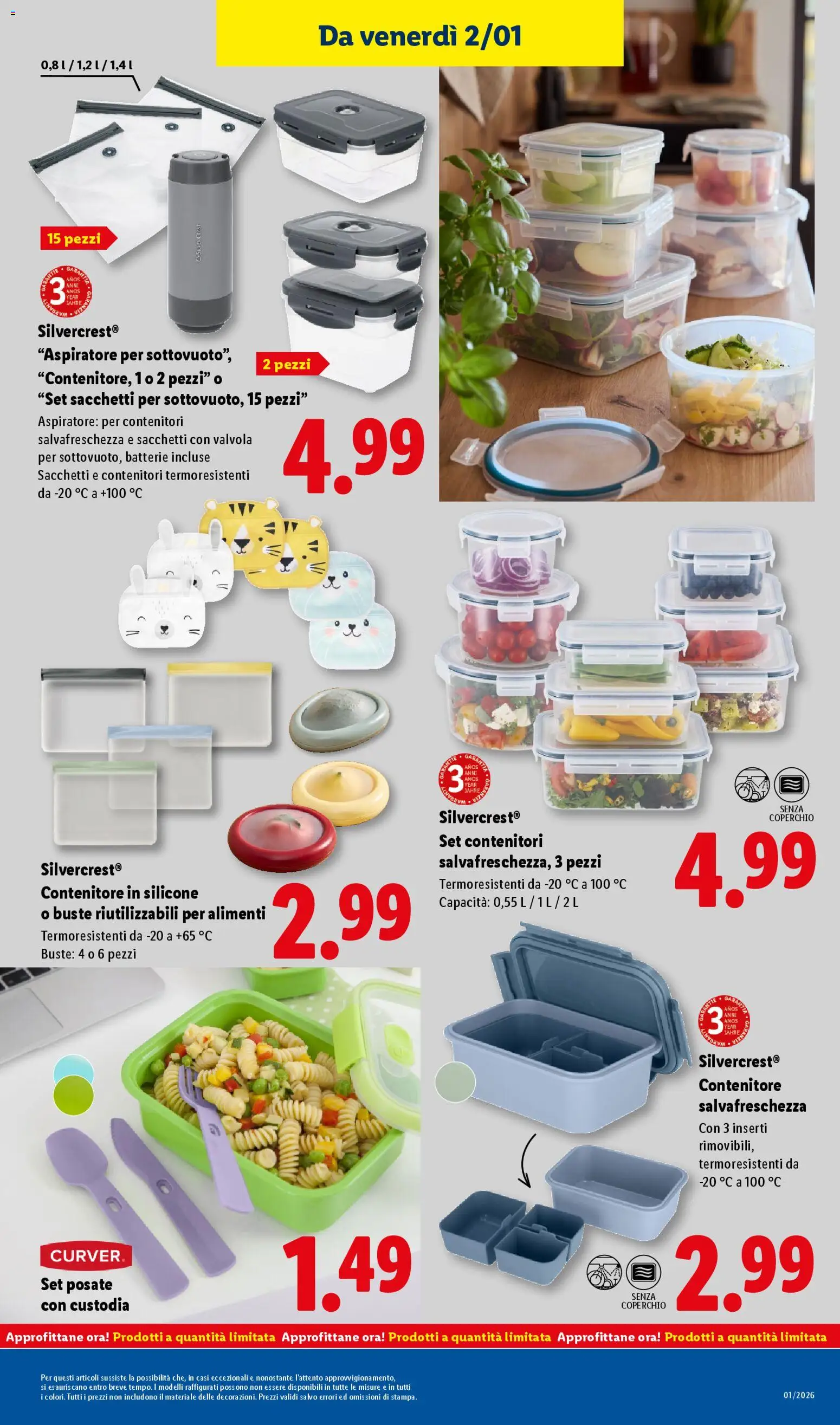 Volantino Lidl del 29.12.2025 | Pagina: 47 | Prodotti: Posate, Contenitore, Silicone, Batterie