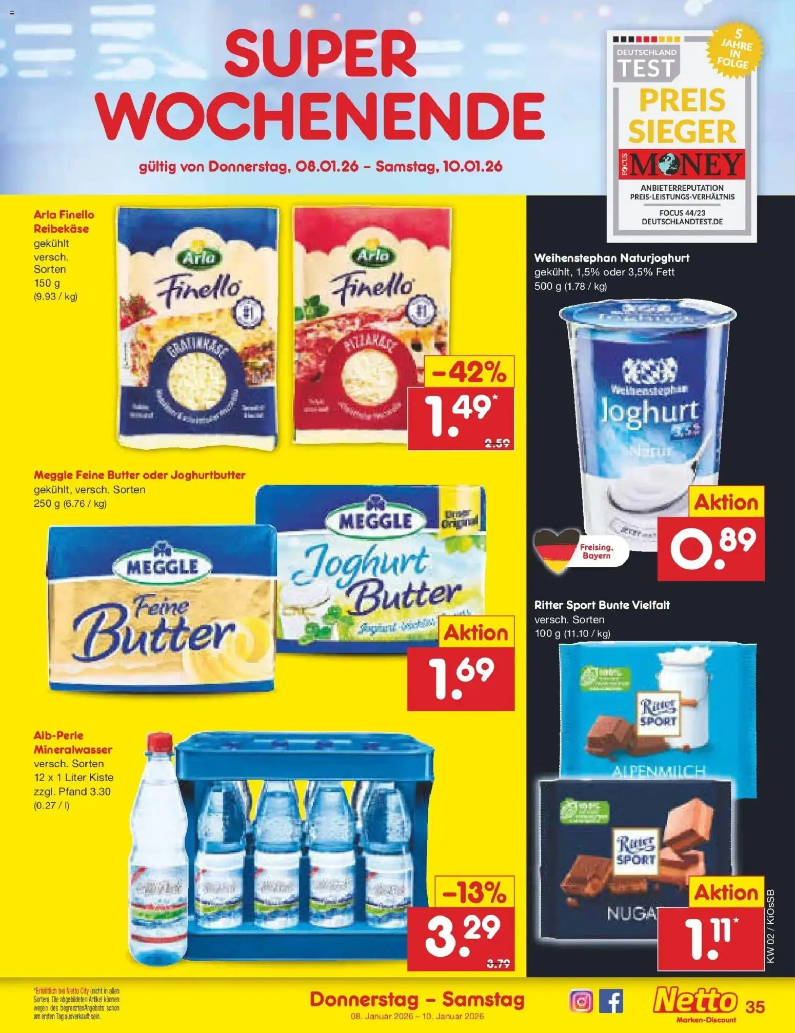 Netto Marken-Discount - Netto: Wochenangebote – gültig ab 04.01.2026 | Seite: 39 | Produkte: Butter, Joghurt, Ritter sport, Reibekase
