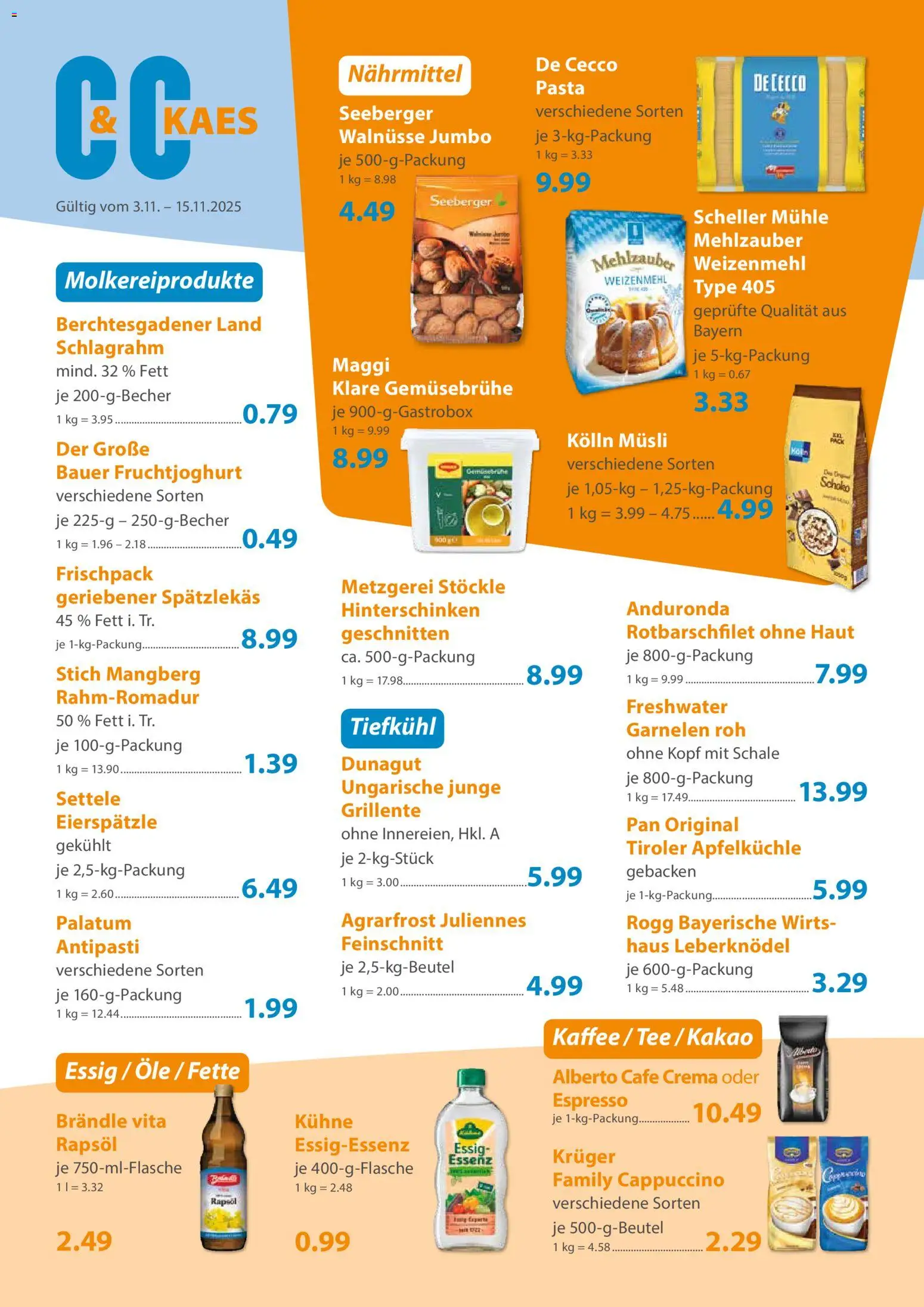 C&C Prospekt – gültig ab 03.11.2025 | Seite: 2 | Produkte: Kolln, Kaffee, Weizenmehl, Fruchtjoghurt