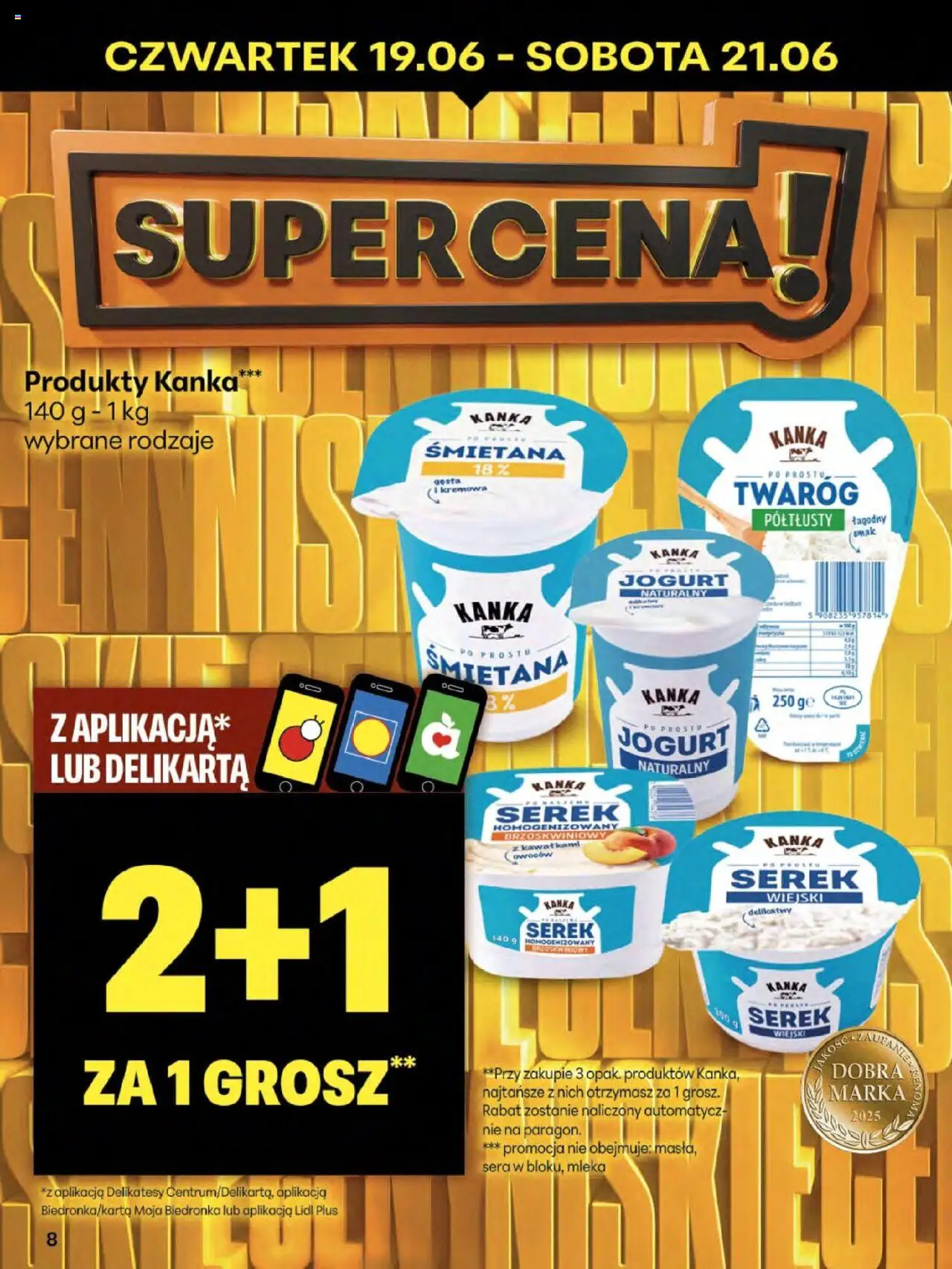 Delikatesy Centrum Gazetka od 19.06.2025 | Strona: 8 | Produkty: Serek, Serek wiejski, Jogurt, Śmietana