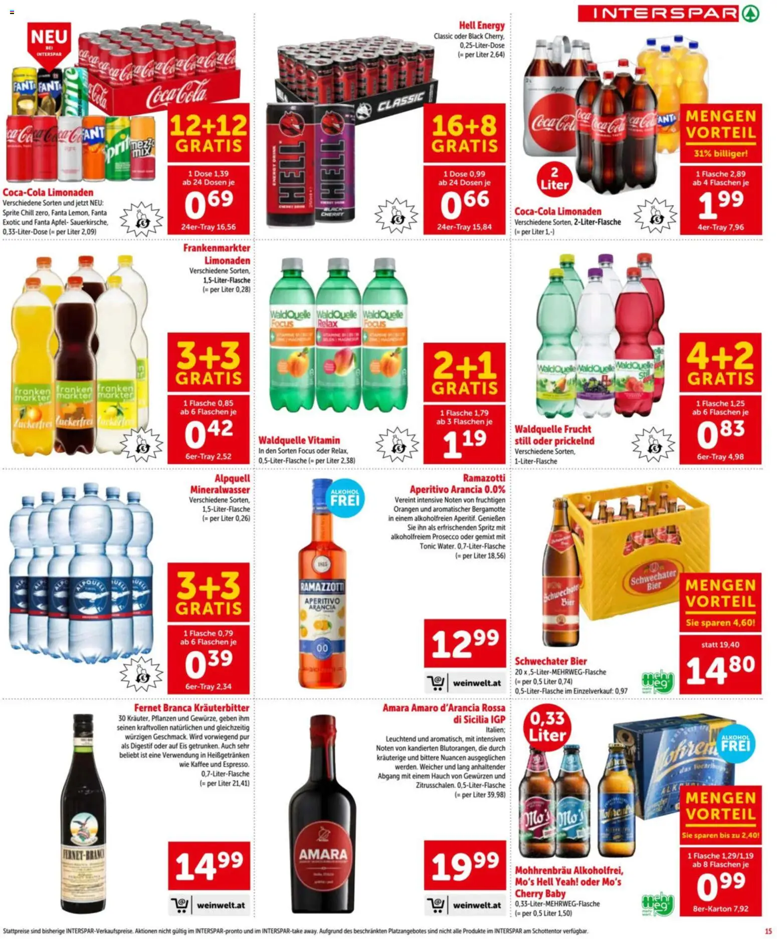 Interspar - Flugblatt gültig ab 09.04.2026 | Seite: 15 | Produkte: Eis, Kaffee, Bier, Orangen