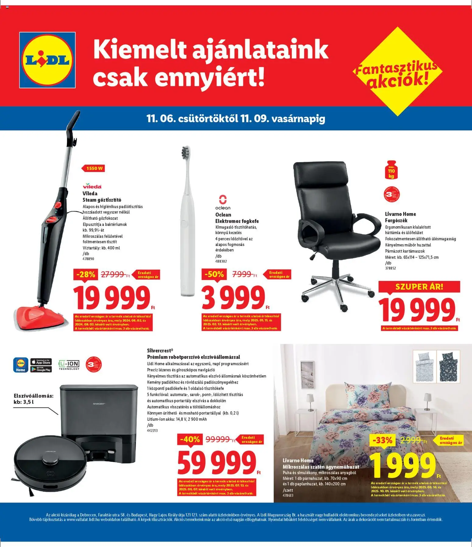 Lidl akciós ujság - amely érvényes a következő dátumtól: 06.11.2025 | Oldal: 4 | Termékek: Robot, Elektromos fogkefe, Forgószék, Ágyneműhuzat