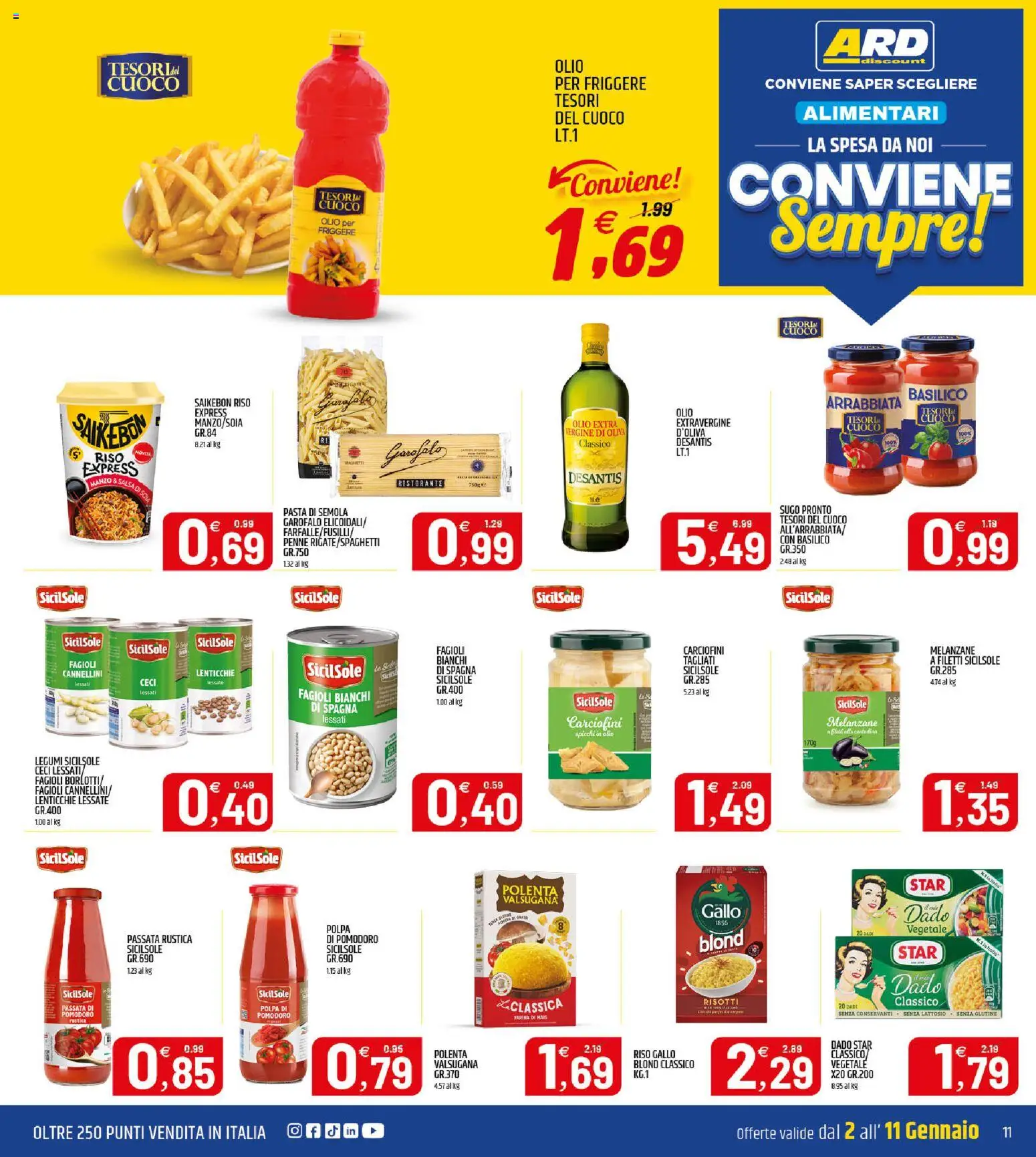 Volantino ARD Discount del 02.01.2026 | Pagina: 11 | Prodotti: Salsa, Basilico, Melanzane, Sugo