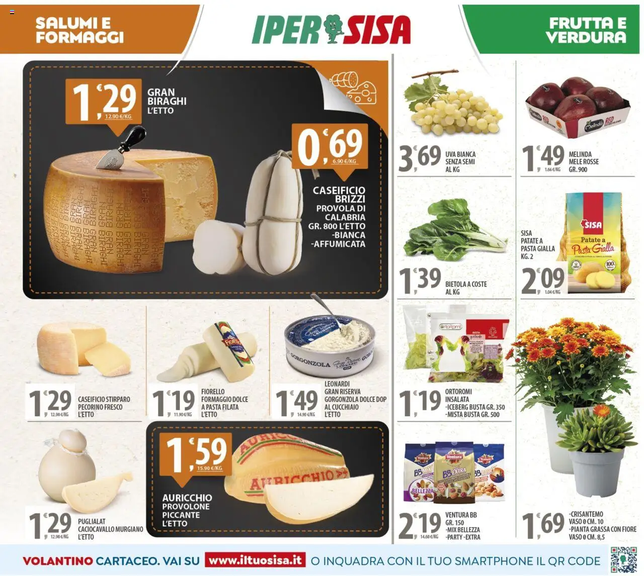 Volantino SISA del 03.10.2025 | Pagina: 3 | Prodotti: Provolone, Frutta, Pasta, Provola