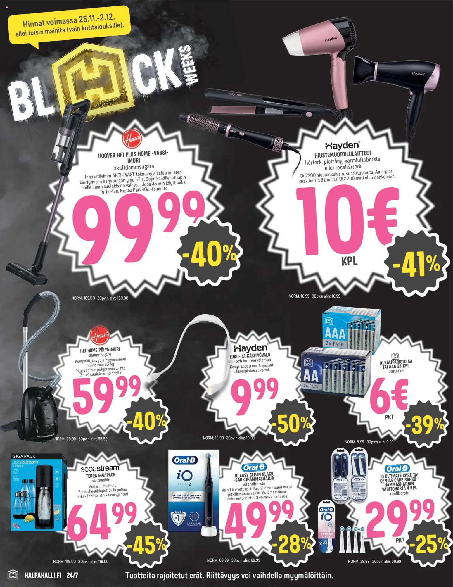Halpa Halli - Black Friday – voimassa 25.11.2025 alkaen | Sivu: 12 | Tuotteet: Ilmakiharrin, Imuri, Sodastream, Voi