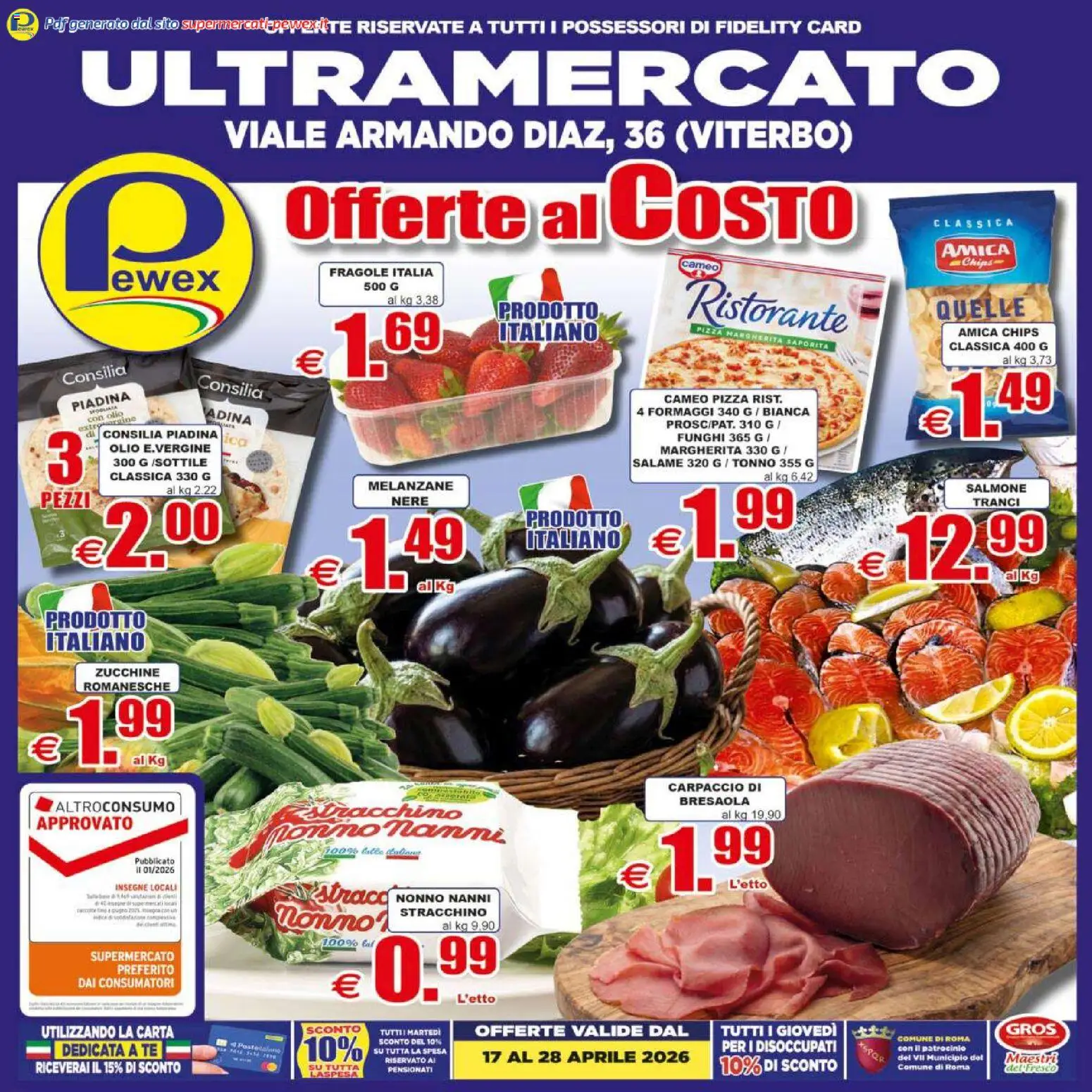 Volantino Pewex del 17.04.2026 | Pagina: 1 | Prodotti: Salame, Pizza, Bresaola, Funghi