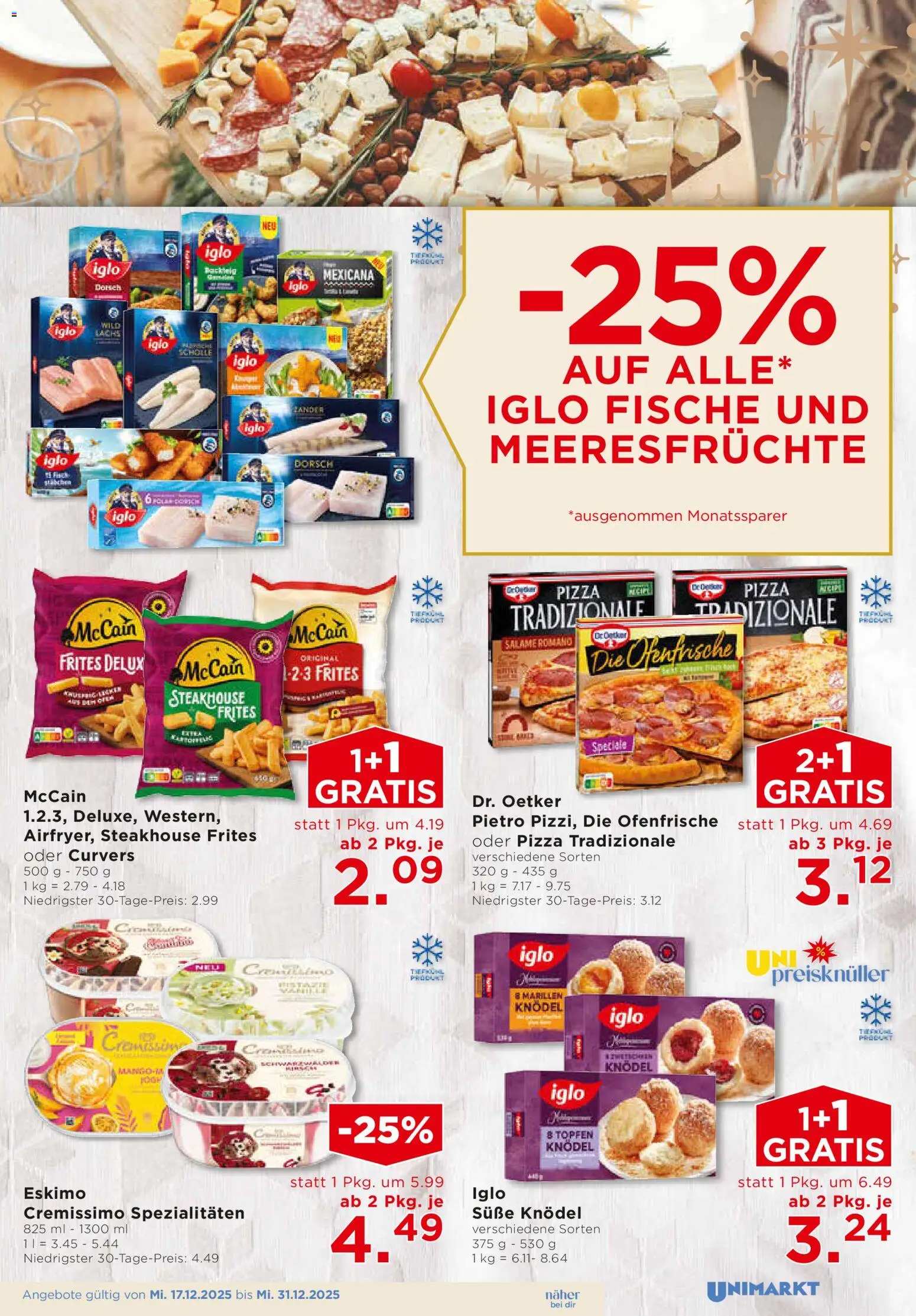 Unimarkt Nord gültig ab 17.12.2025 | Seite: 11 | Produkte: Meeresfrüchte, Pizza