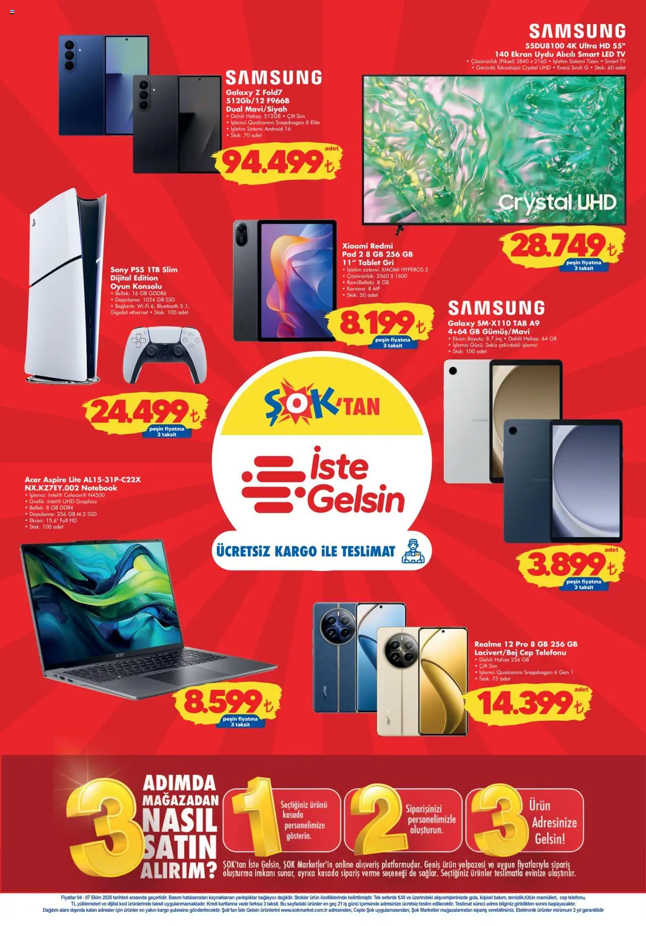 Şok Market Hafta sonu fırsatları - 04.10.2025 tarihinden itibaren geçerlidir | Sayfa: 3 | Ürünler: TV, Bağlayıcı, Oyun konsolu, Oyun