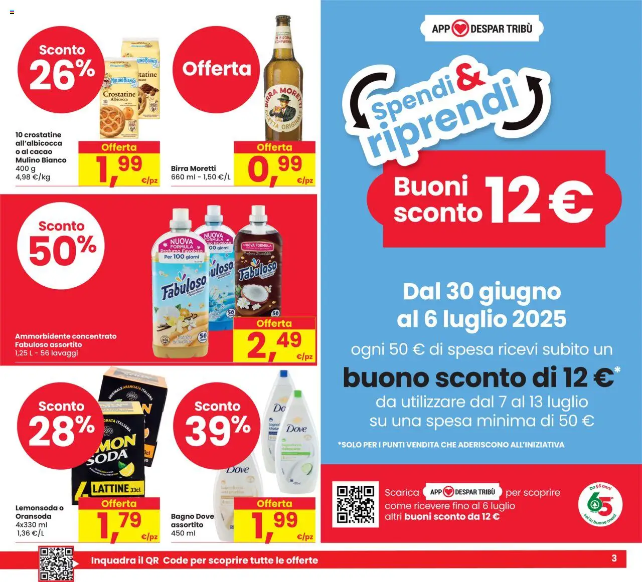 Volantino Eurospar del 26.06.2025 | Pagina: 3 | Prodotti: Birra, Crostatine, Bagno, Profumo