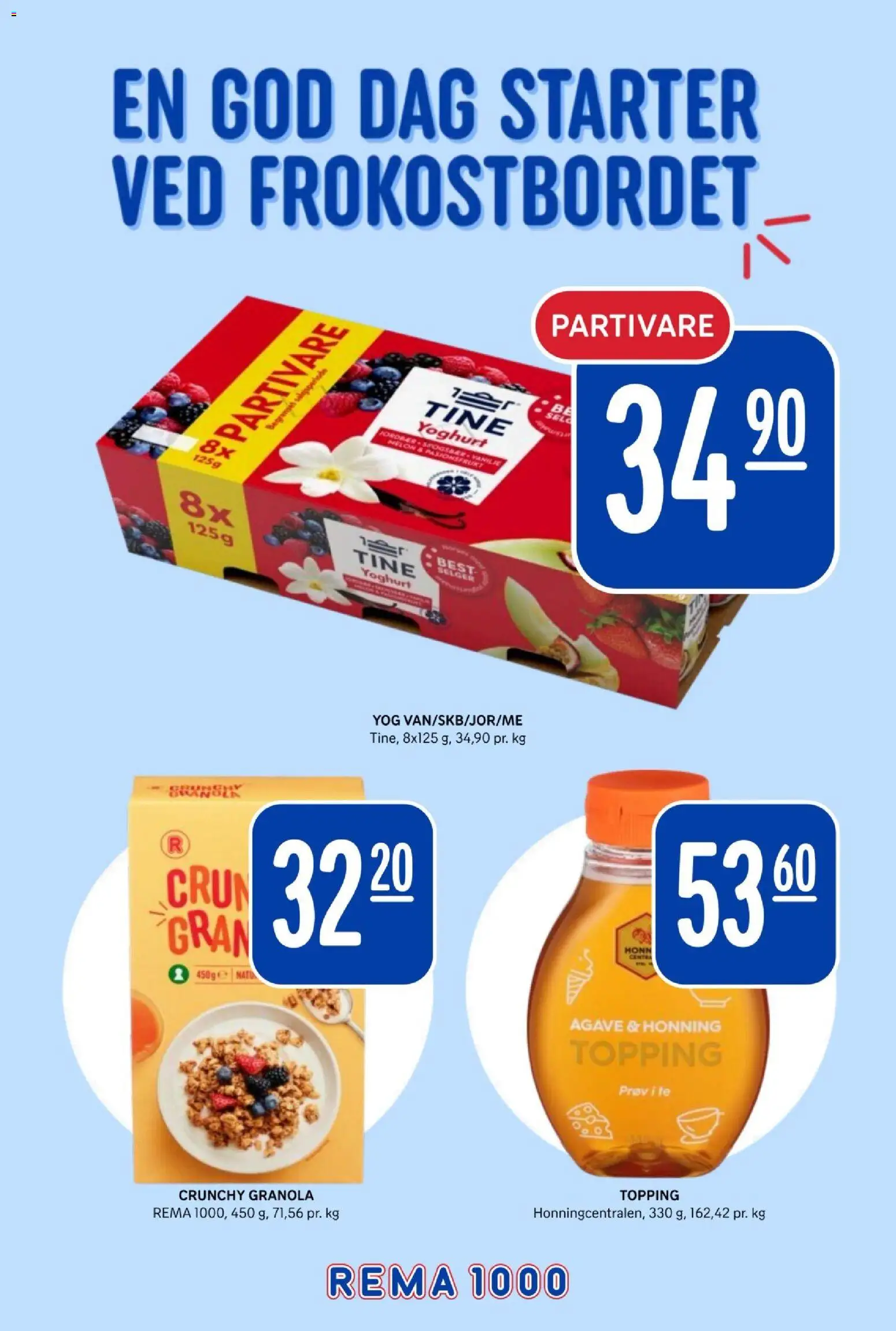 {H1} | Side: 20 | Produkter: Yoghurt, Cremă după plajă, Te, Granola