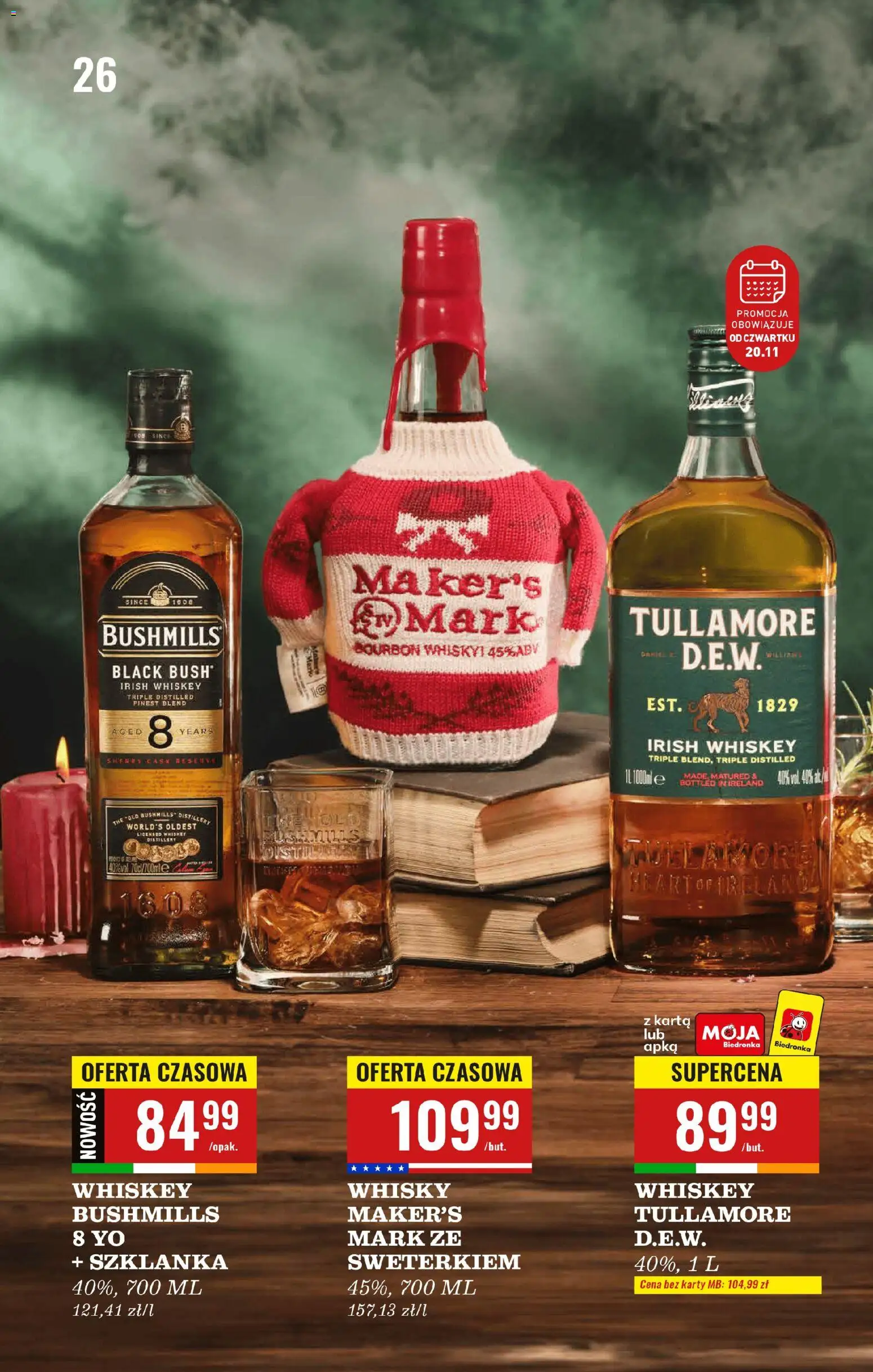 Biedronka gazetka - Czas na toast od 17.11.2025 | Strona: 26 | Produkty: Karta, Bourbon, Whisky maker's mark, Whisky