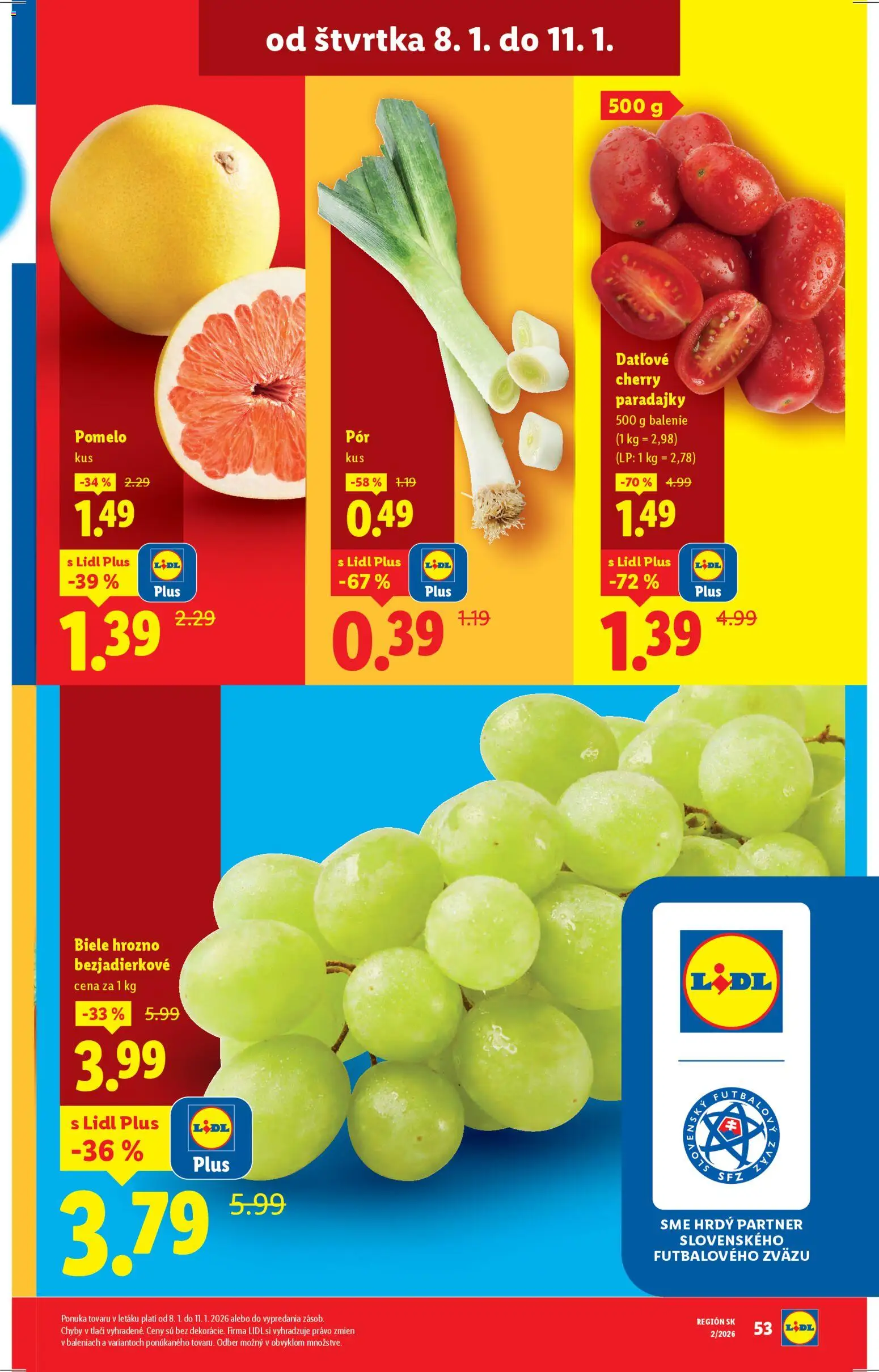 Nové Lidl akcie – leták je platný od 05.01.2026 | Strana: 63 | Produkty: Paradajky, Pomelo, Cherry paradajky, Hrozno