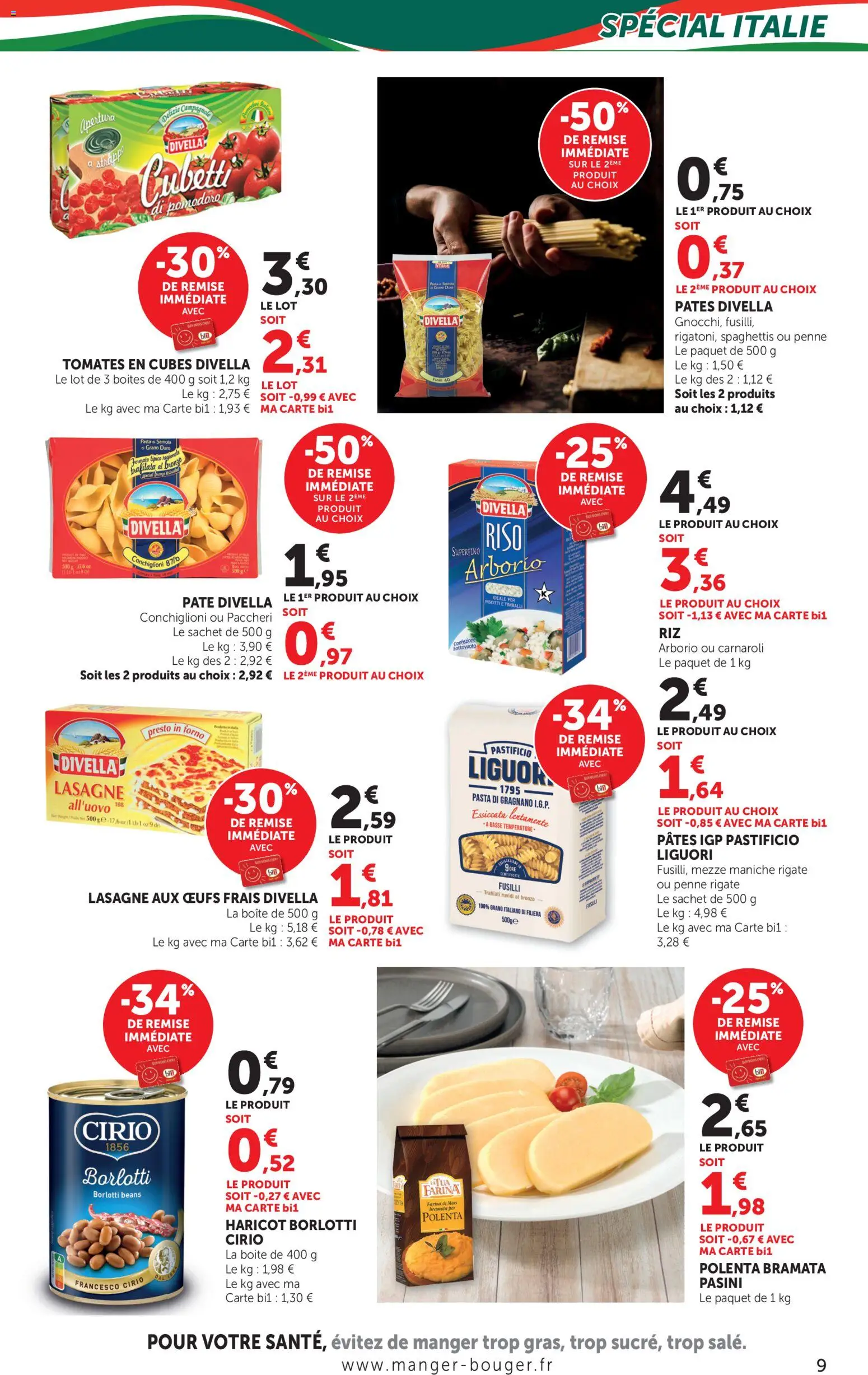 {H1} | Page: 9 | Produits: Fusilli, Mais, Tomates, Pâtes