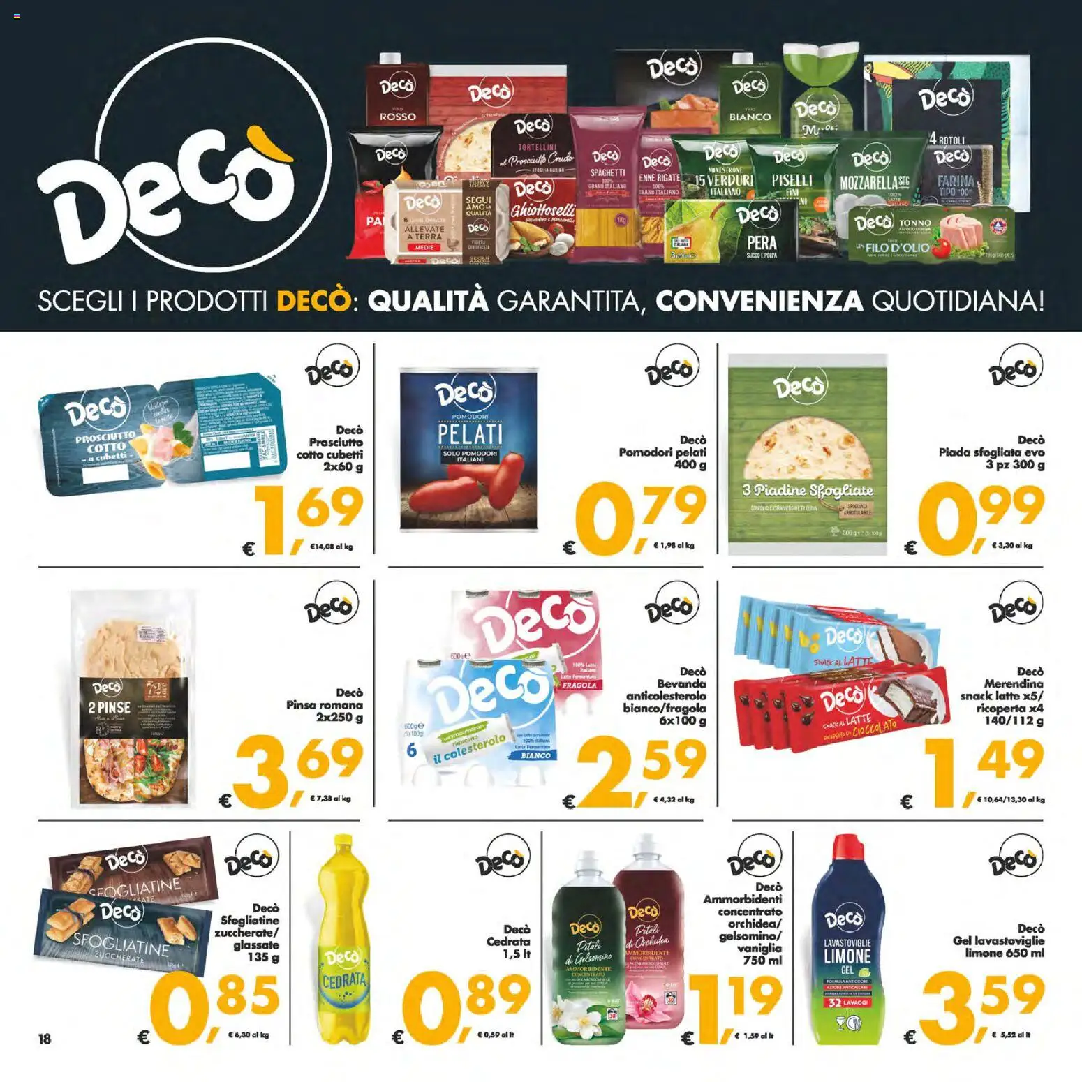 Volantino Decò del 23.01.2026 | Pagina: 18 | Prodotti: Prosciutto Crudo, Limone, Farina, Pomodori