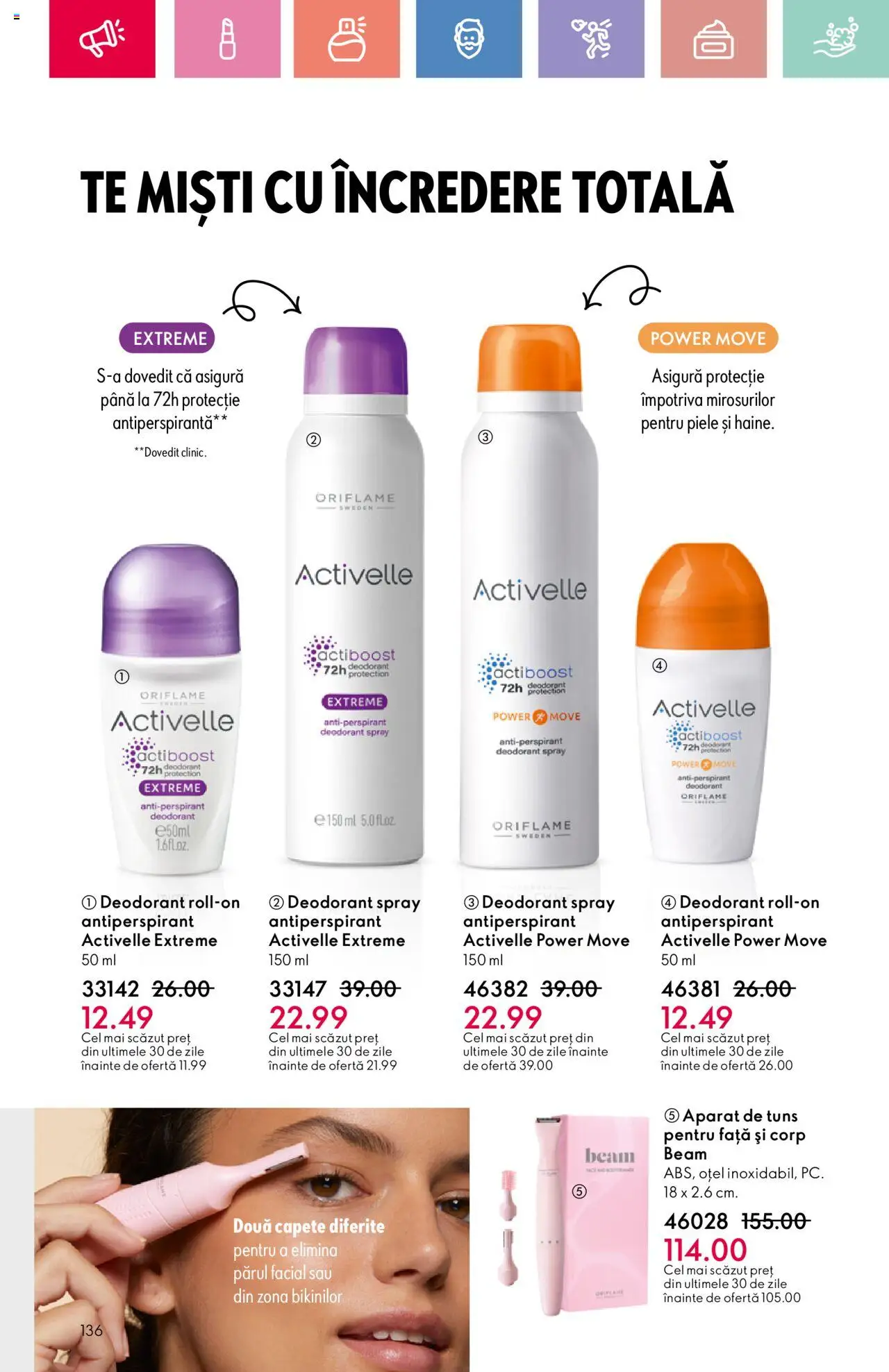 Oriflame catalog 10 2025 – valabil de la 06.07.2025 | Pagină: 136 | Produse: Deodorant, Antiperspirant