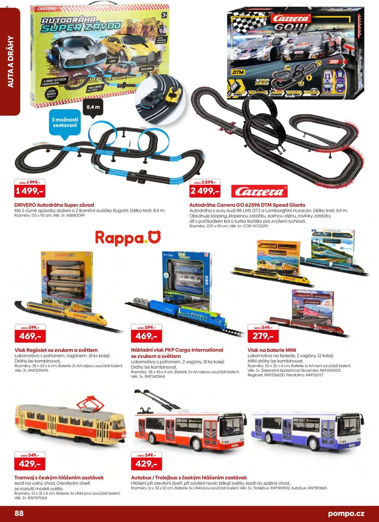POMPO katalog Vánoce 2025 od 16.10.2025 | Strana: 88 | Produkty: Autodráha, Baterie