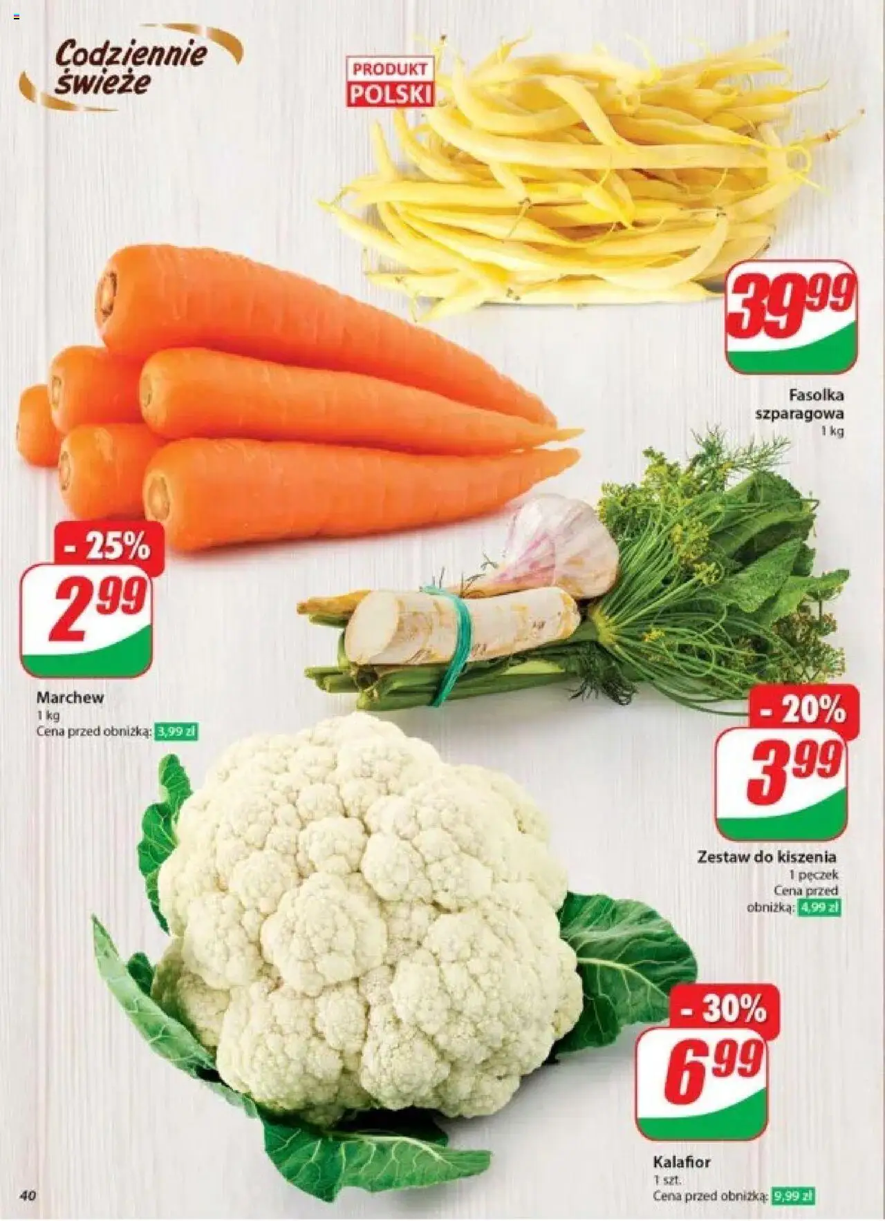 Dino Gazetka od 28.05.2025 | Strona: 40 | Produkty: Kalafior, Fasolka szparagowa