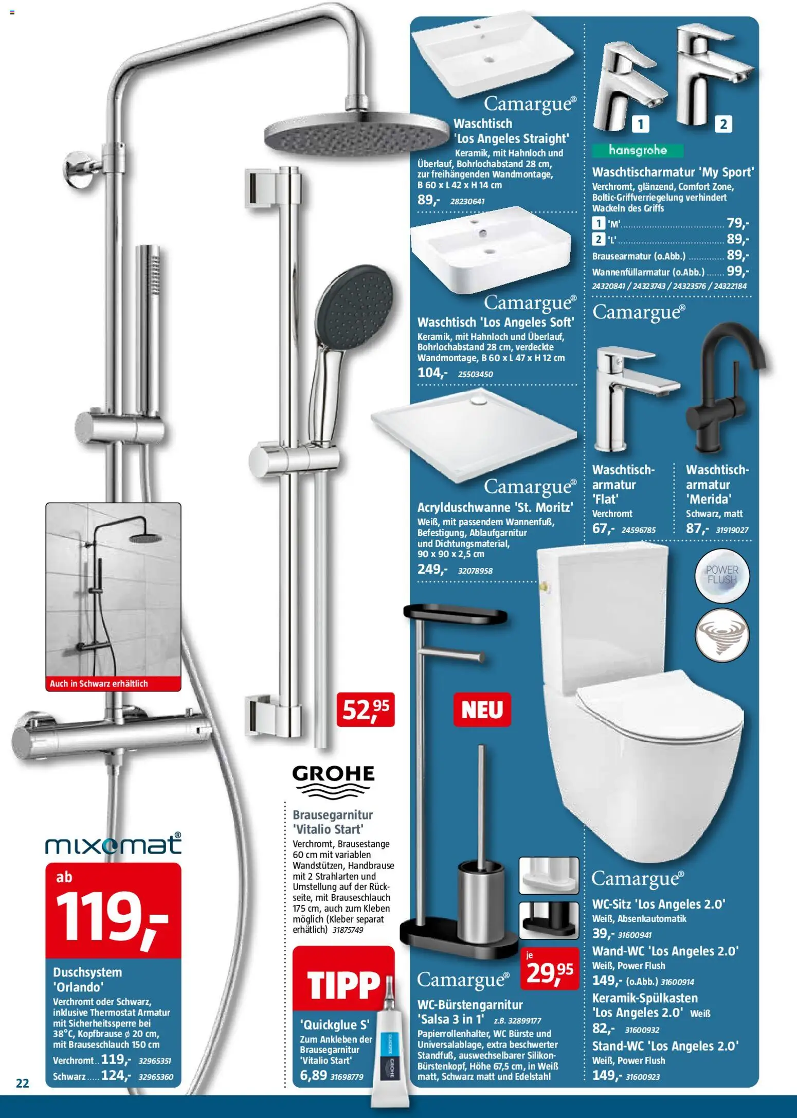 Bauhaus Prospekt 	 – gültig ab 01.11.2025 | Seite: 22 | Produkte: WC Bürste, Armatur, Waschtisch, Bürste