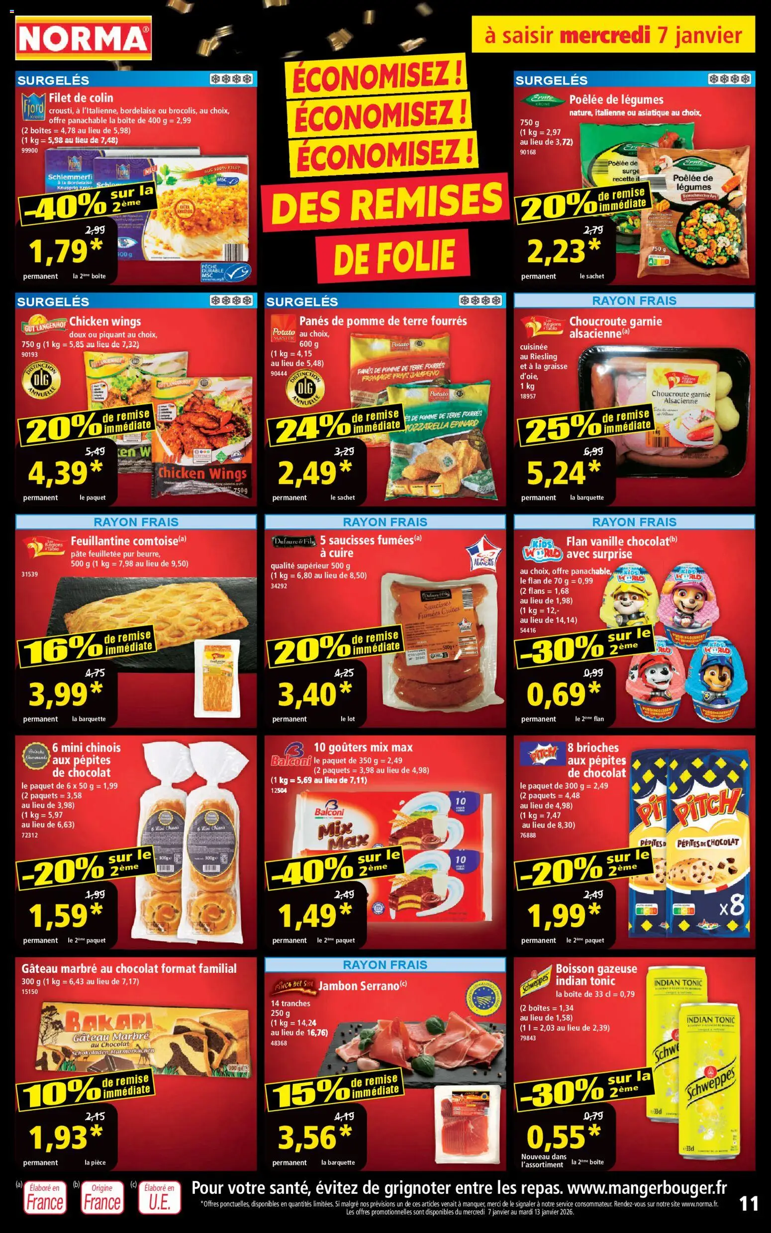 {H1} | Page: 11 | Produits: Pêche, Pépites de chocolat, Epinard, Jambon