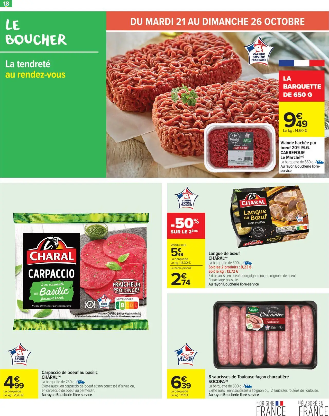 {H1} | Page: 20 | Produits: Viande hachée, Carpaccio de bœuf, Langue de bœuf, Viande bovine