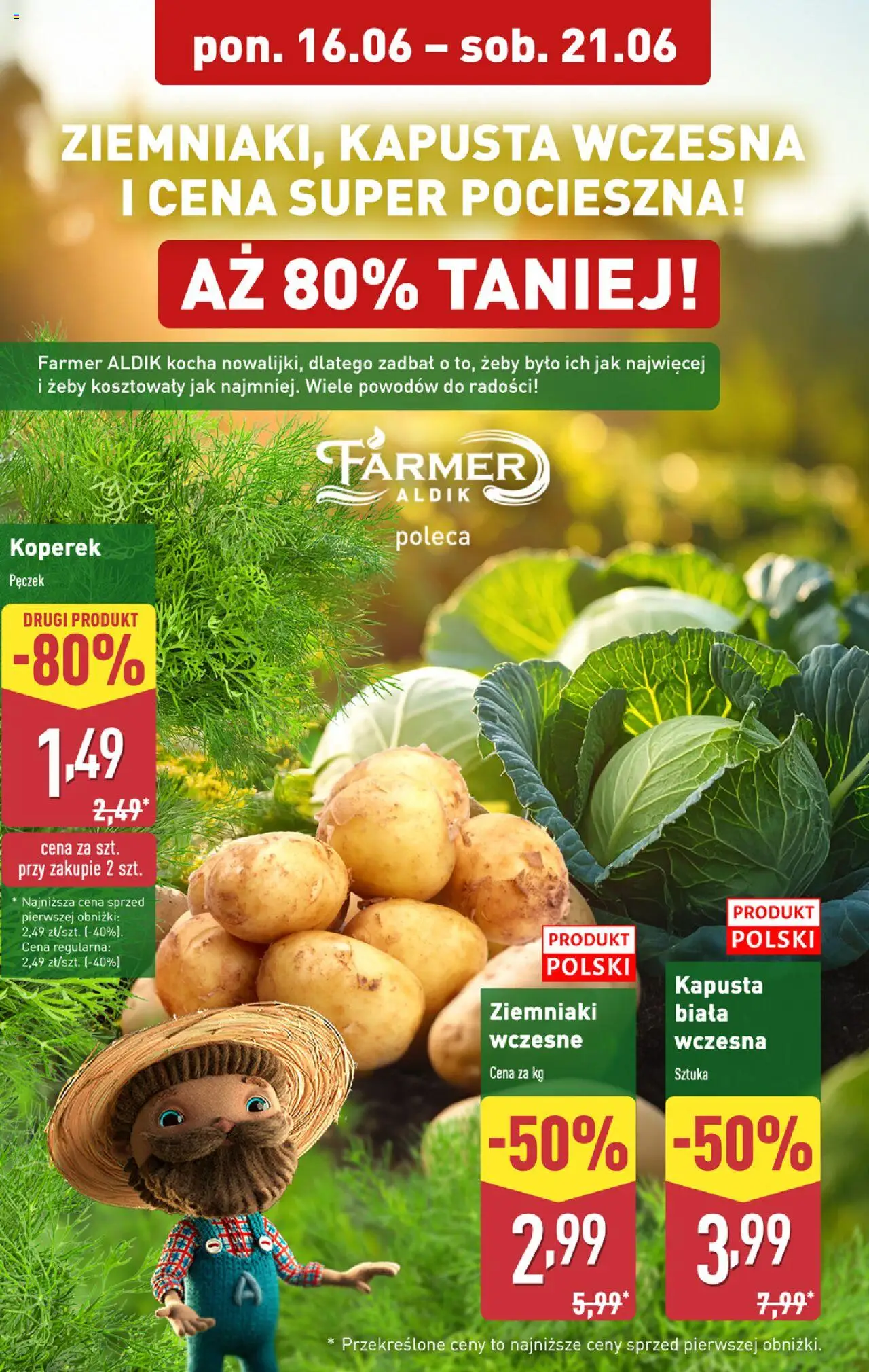 Aldi Gazetka od 16.06.2025 | Strona: 4 | Produkty: Kapusta, Koperek, Kapusta biała, Ziemniaki