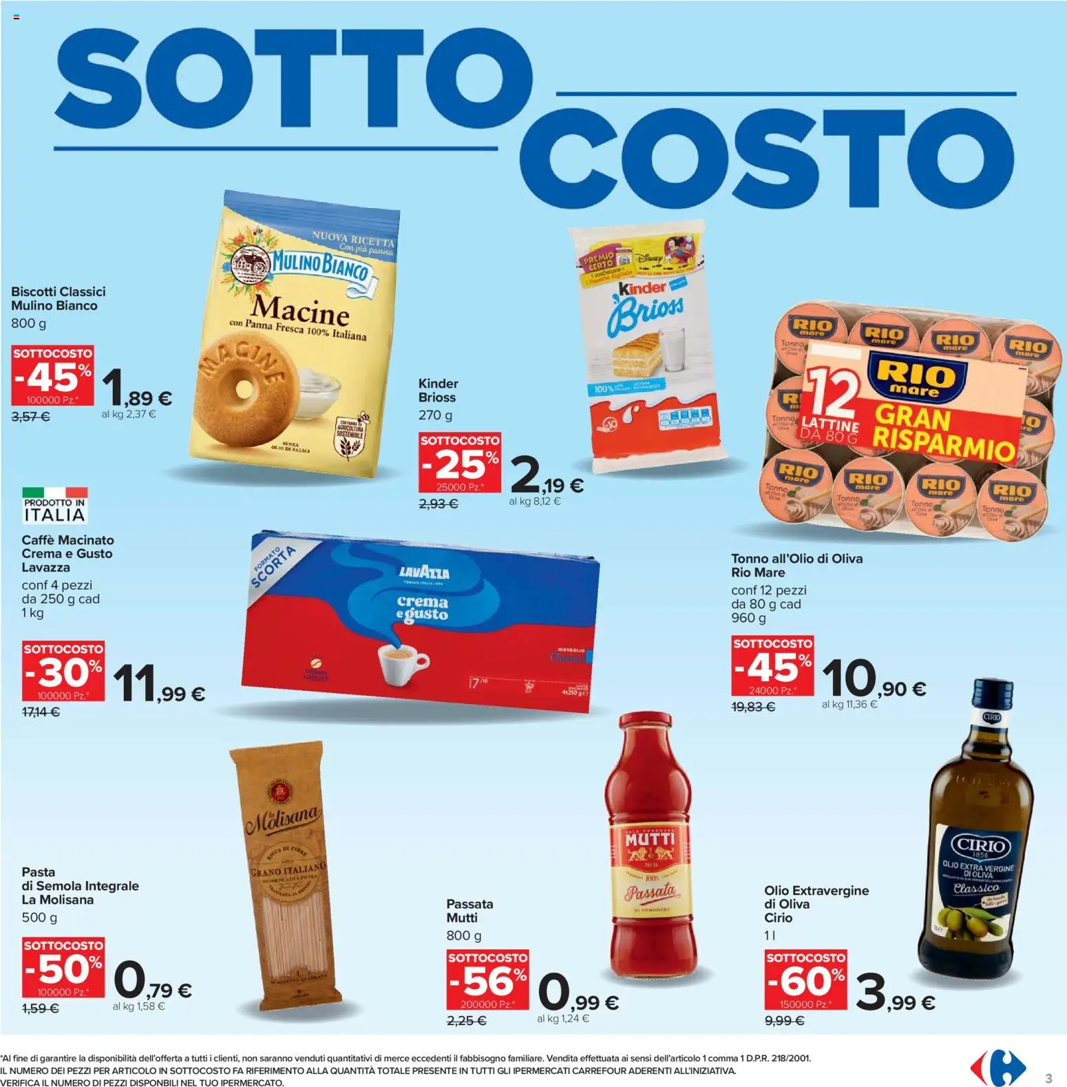 Volantino Carrefour del 07.11.2025 | Pagina: 3 | Prodotti: Olio, Olio extra vergine, Lavazza, Macinato