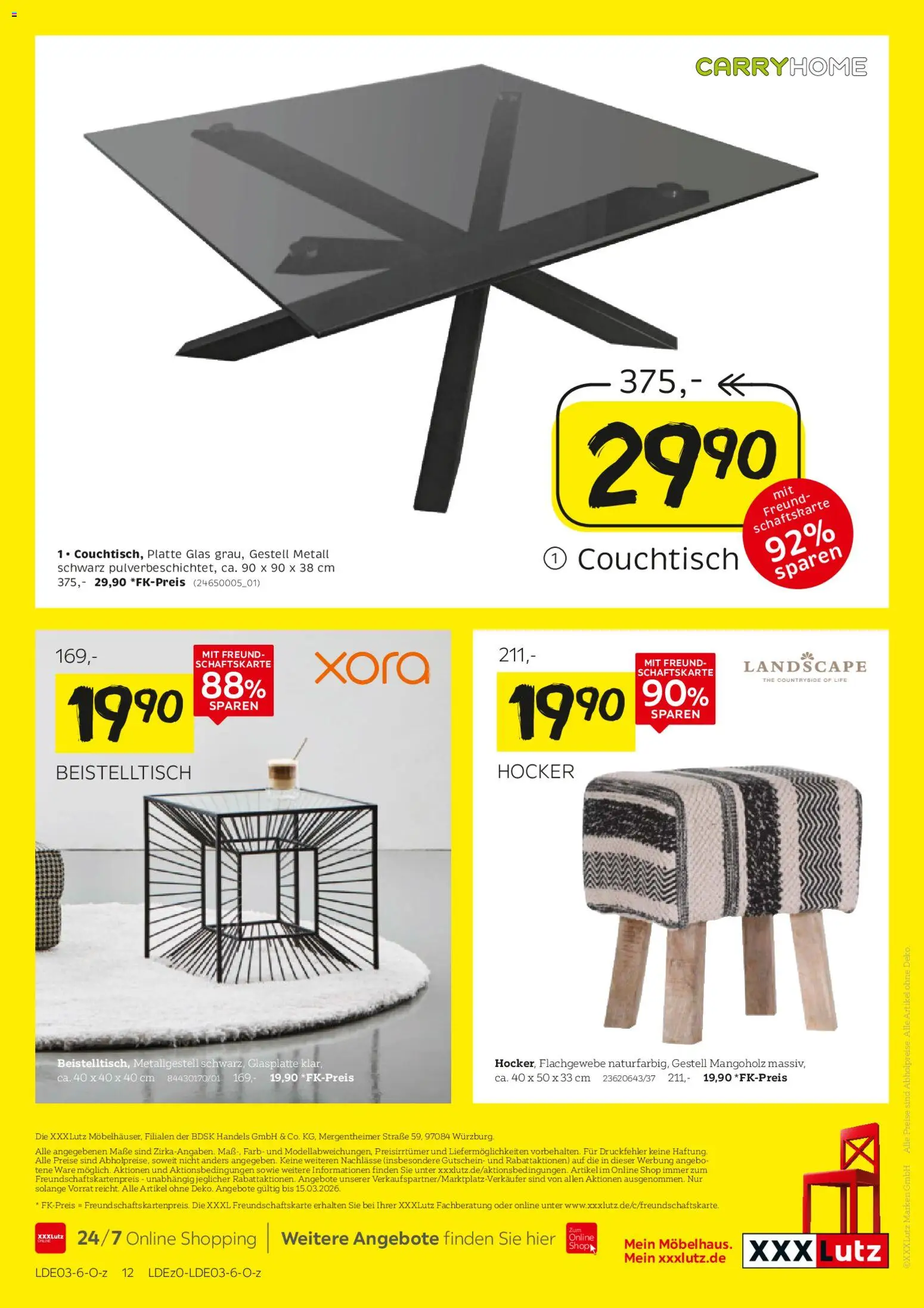 XXXL Lutz Größte Lagerräumung – gültig ab 01.03.2026 | Seite: 12 | Produkte: Hocker, Beistelltisch, Couchtisch