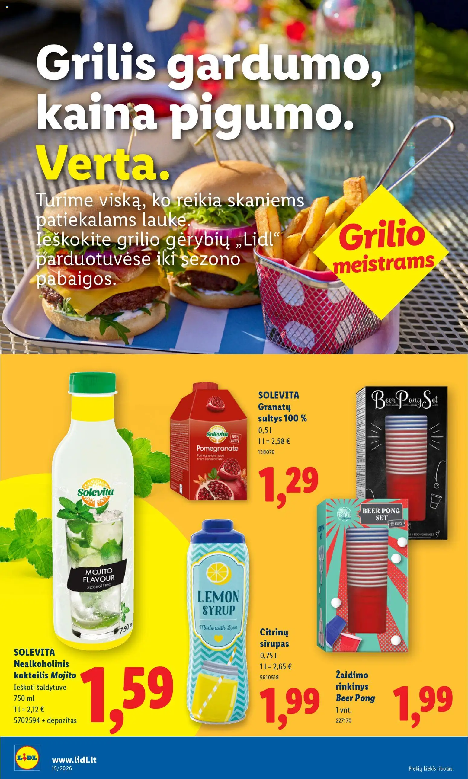 LIDL akcijos nuo 06.04.2026 | Puslapis: 26 | Prekių: Nealkoholinis kokteilis, Sultys, Grilis