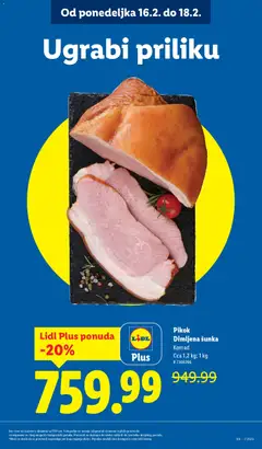 Pikok Dimljena šunka, Komad Cca 1,2 kg; 1 kg - pregled Lidl kataloga - važi od 12.02.2026 | Strana: 13