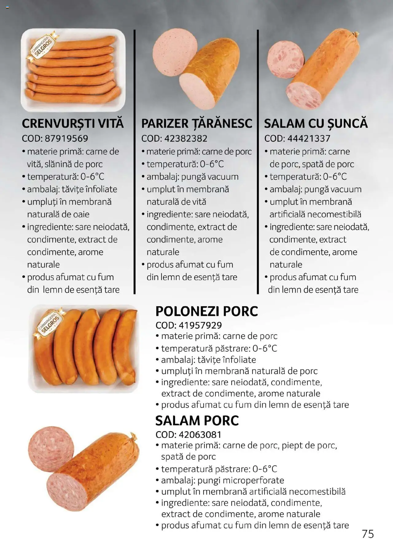 Catalog Selgros - Carne – valabil de la 27.04.2023 | Pagină: 75 | Produse: Salam, Carne De Porc, Parizer, Cârnați