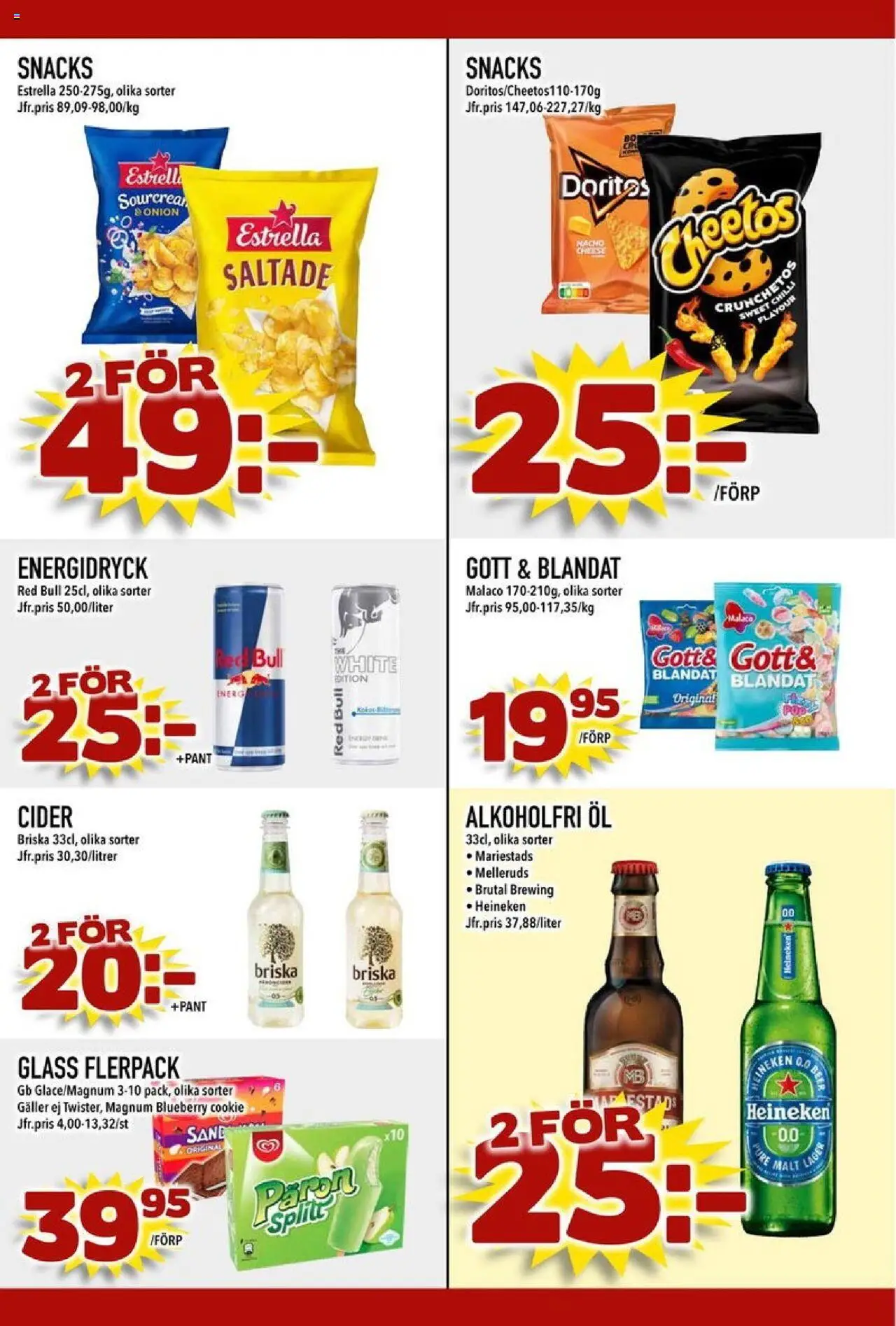 Din Mat reklamblad aktuell från 20.10.2025 | Sida: 7 | Produkter: Red bull, Galler, Cider, Glass
