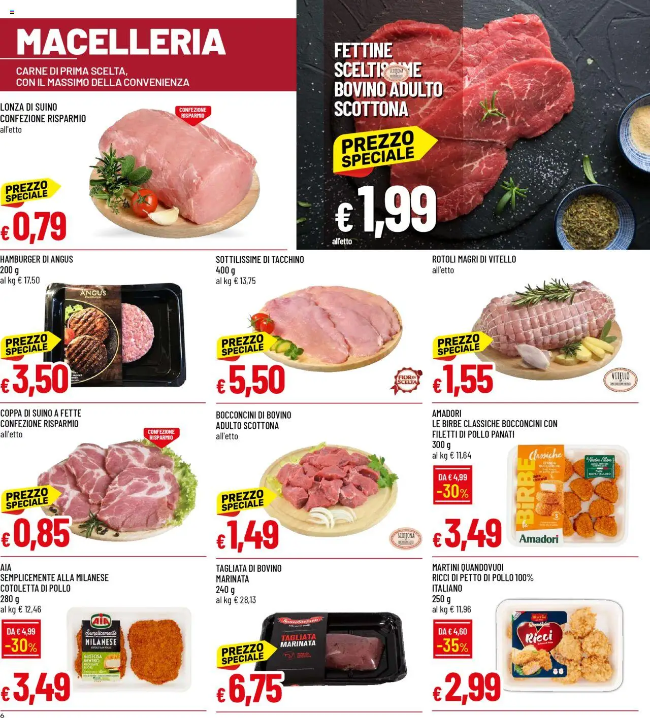 Volantino Famila del 20.10.2025 | Pagina: 6 | Prodotti: Bovino, Petto di Pollo, Pollo, Hamburger