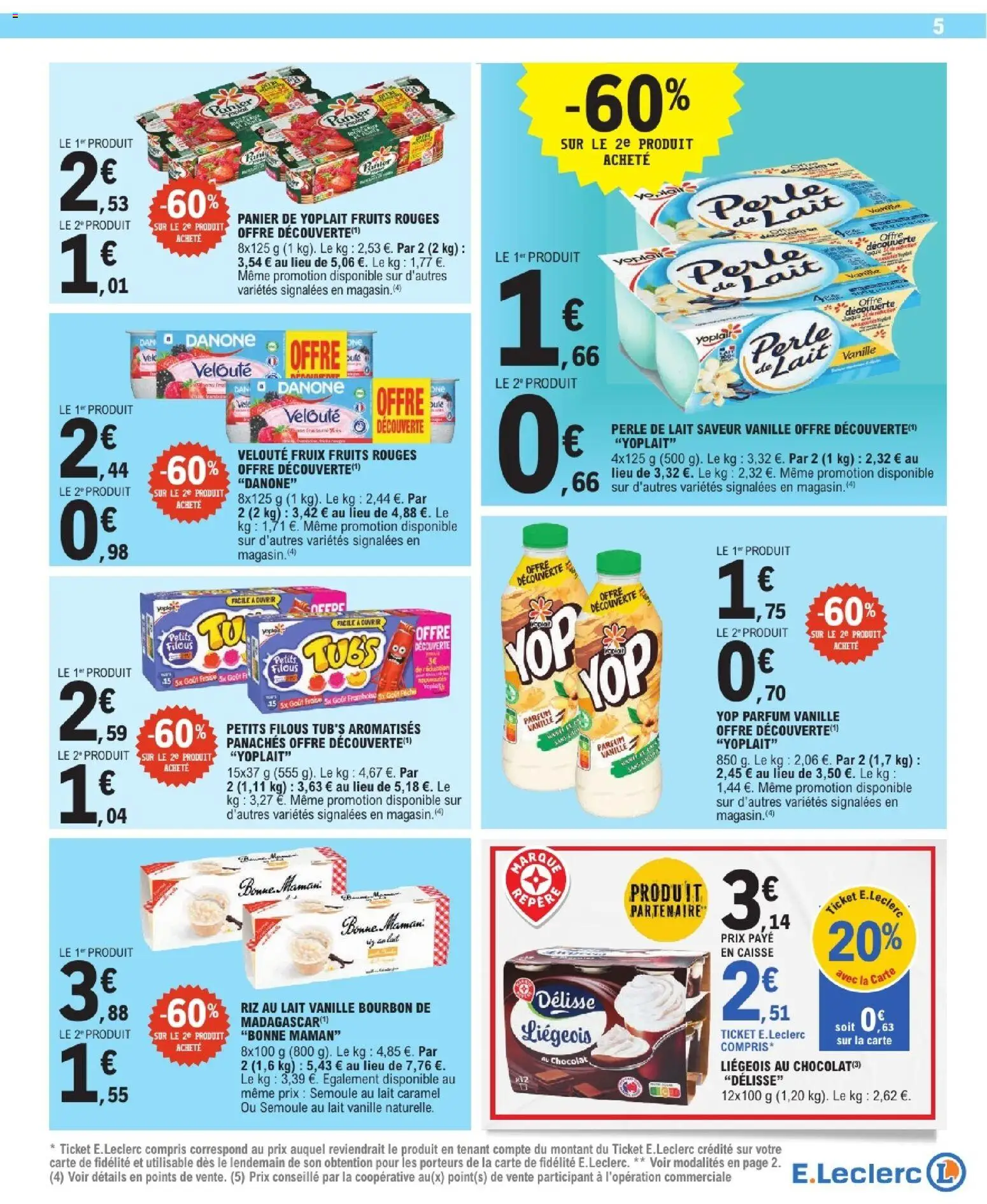 {H1} | Page: 5 | Produits: Semoule, Panier, Chocolat, Bourbon