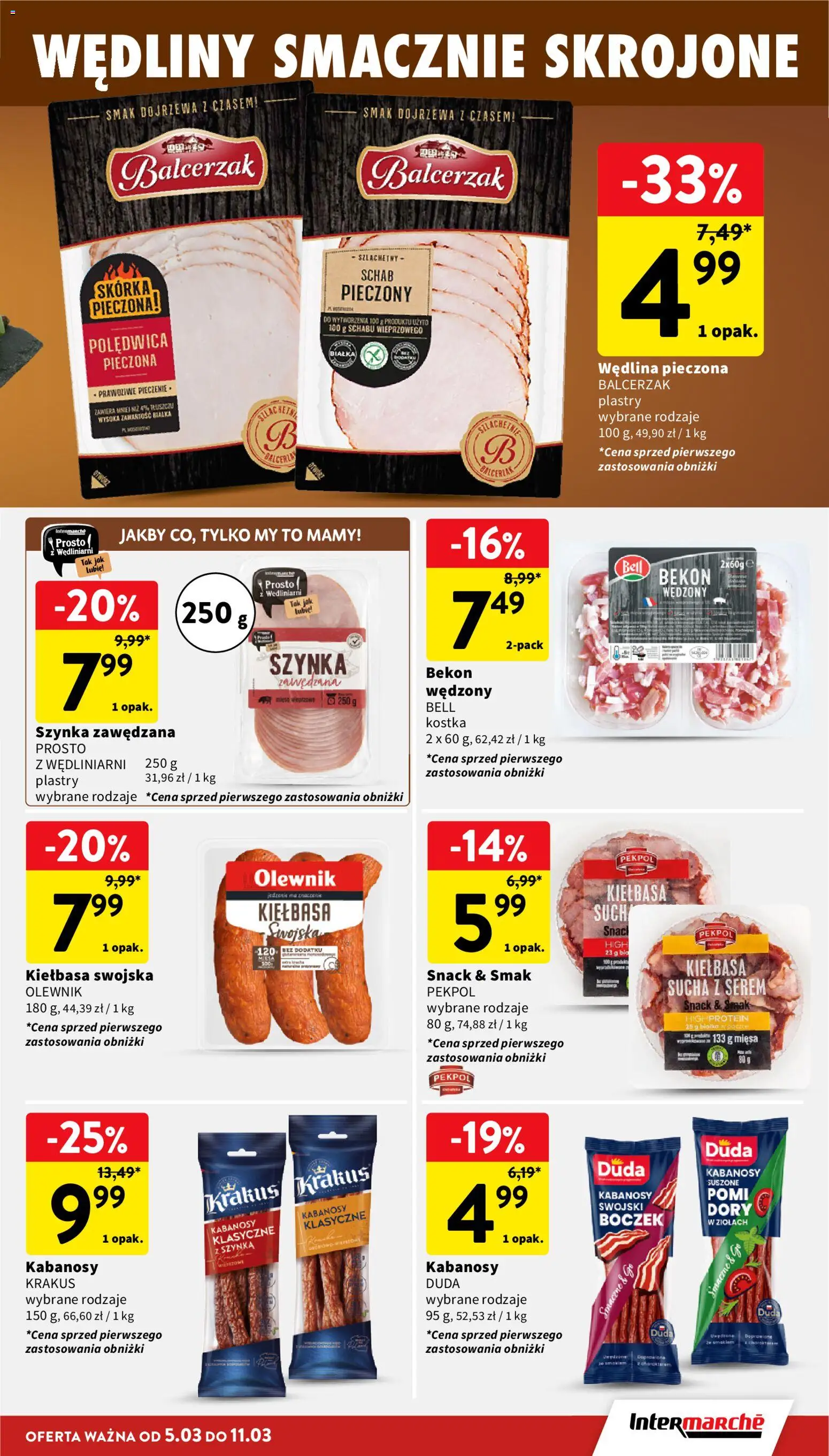 Intermarche gazetka od 05.03.2026 | Strona: 15 | Produkty: Kiełbasa, Bekon, Bell, Kabanosy