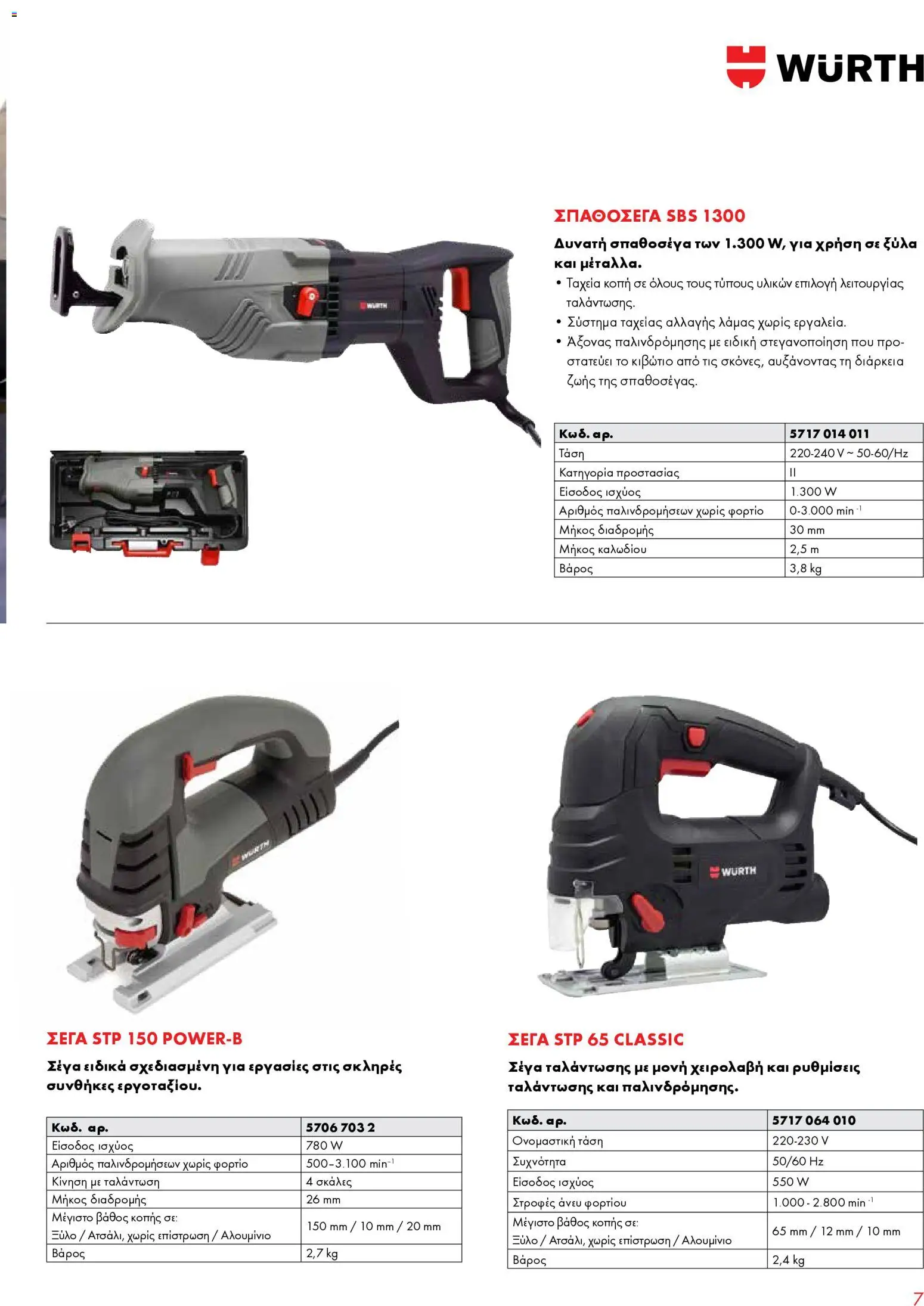 WURTH - Ηλεκτρικά Εργαλεία – σε ισχύ από 01.01.2026 | Σελίδα: 7